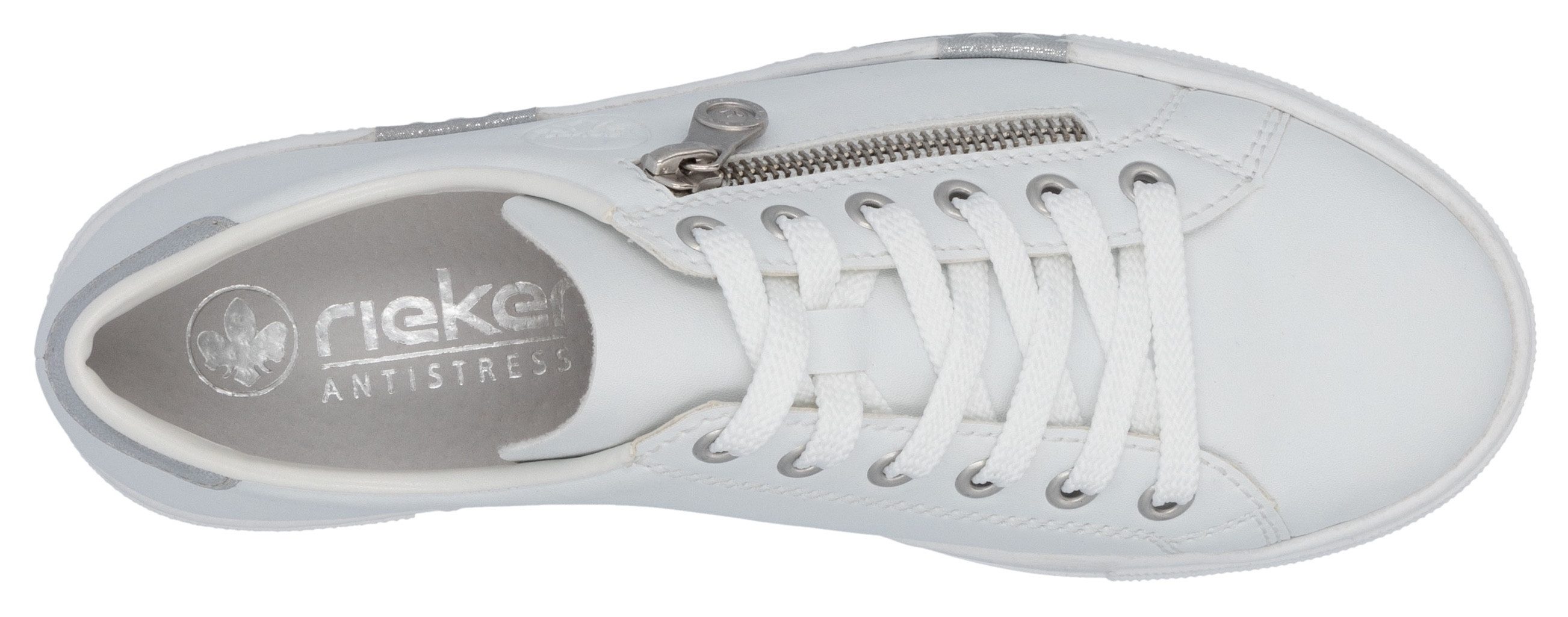 Rieker Plateausneakers met decoratieve rits aan de zijkant, vrijetijdsschoen, lage schoen, veterschoen