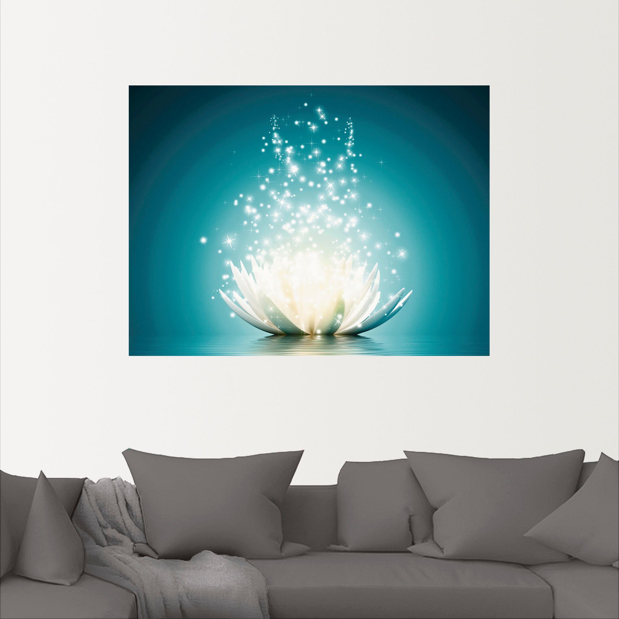 Artland Artprint Magie van de lotusbloem als artprint van aluminium, artprint voor buiten, artprint op linnen, poster, muursticker