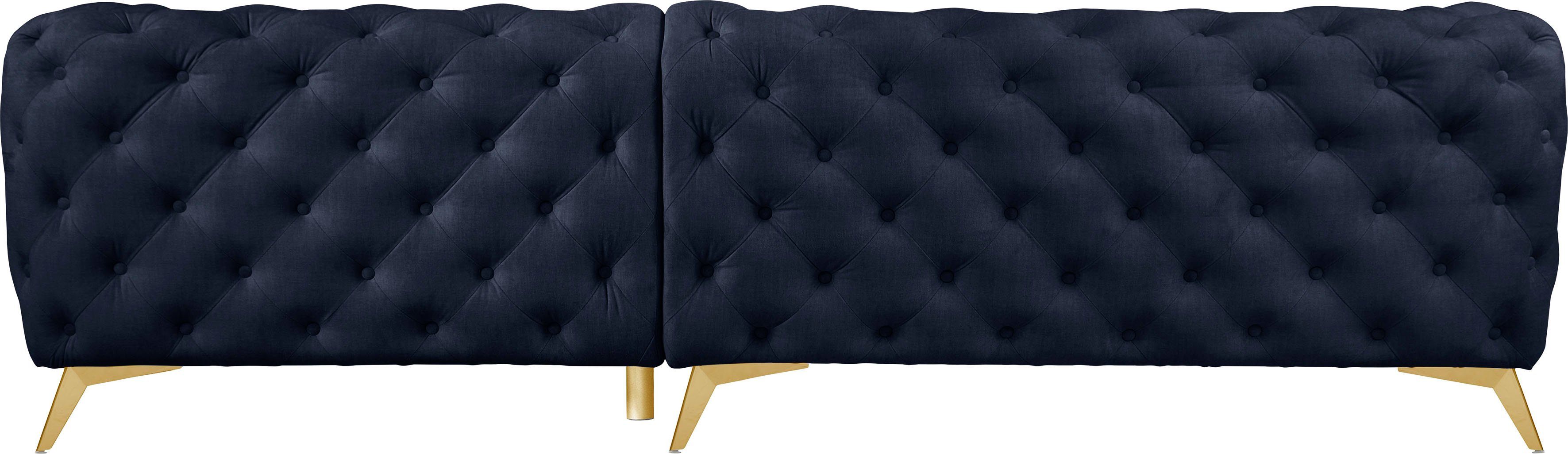 Leonique Chesterfield-bank Glynis L-vorm luxueuze capitonnage, moderne chesterfield look, kleur van de poten ter keuze