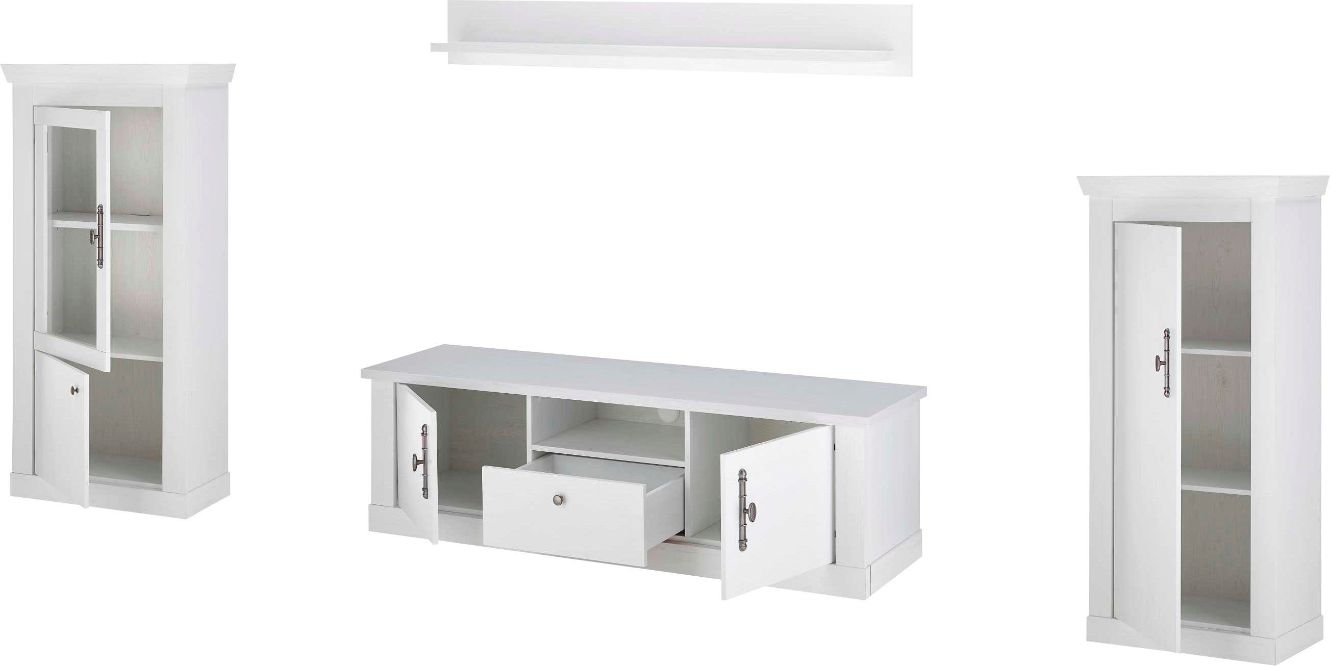 Home affaire Wandmeubel Ravenna in romantische landelijke stijl, grepen van metaal, soft-closefunctie (4-delig)