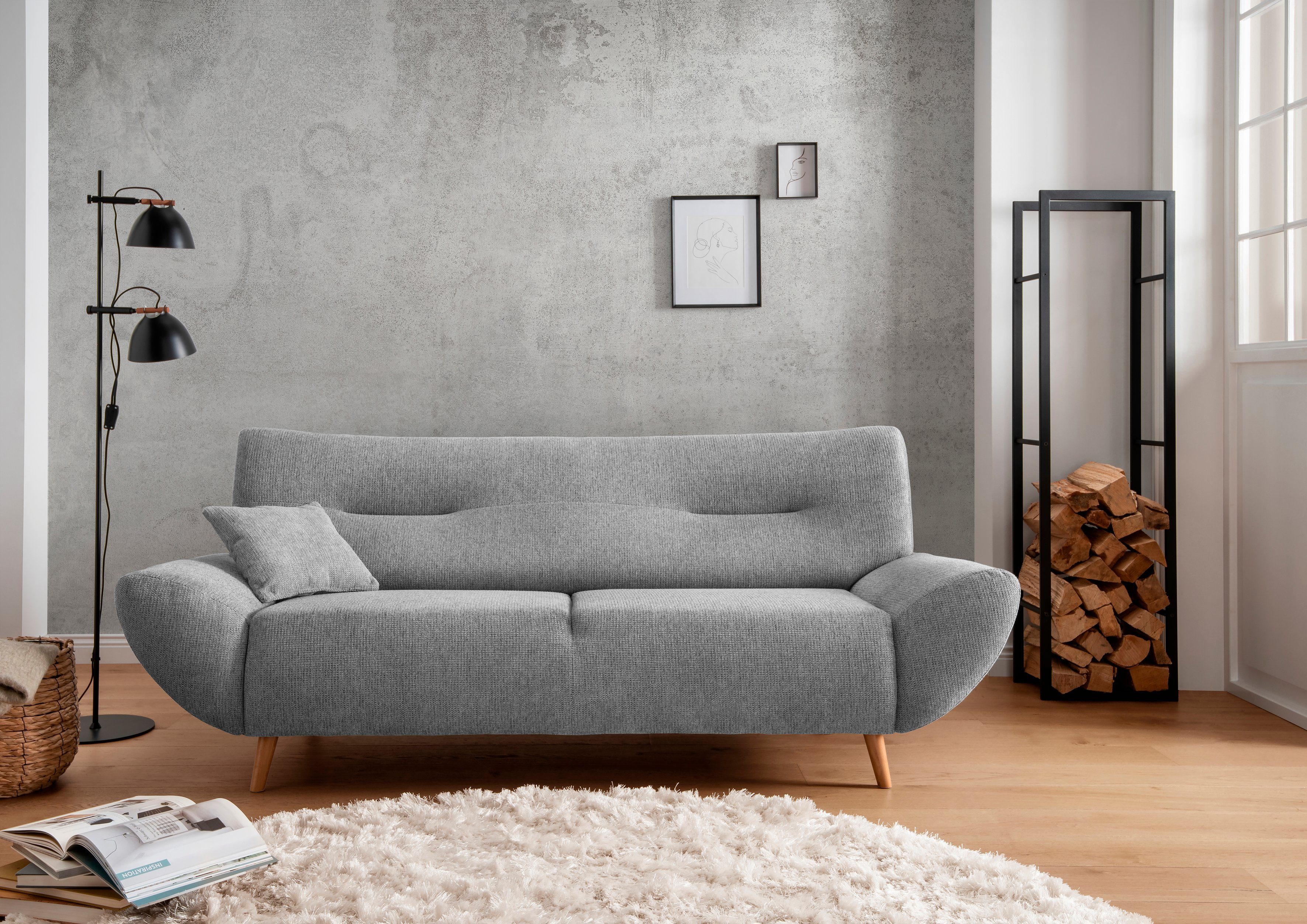 INOSIGN Zithoek Drago, modern en tijdloos, actuele vormtaal, comfortabel leverbaar als fauteuil/hoekbank, diverse stoffen, incl. 2 sierkussens (set, 2-delig)