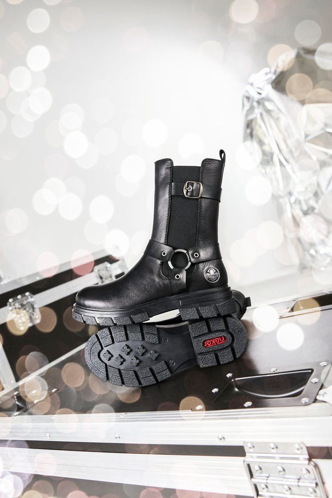 Rieker Chelsea-boots bikerboots, instap enkellaars met binnenrits