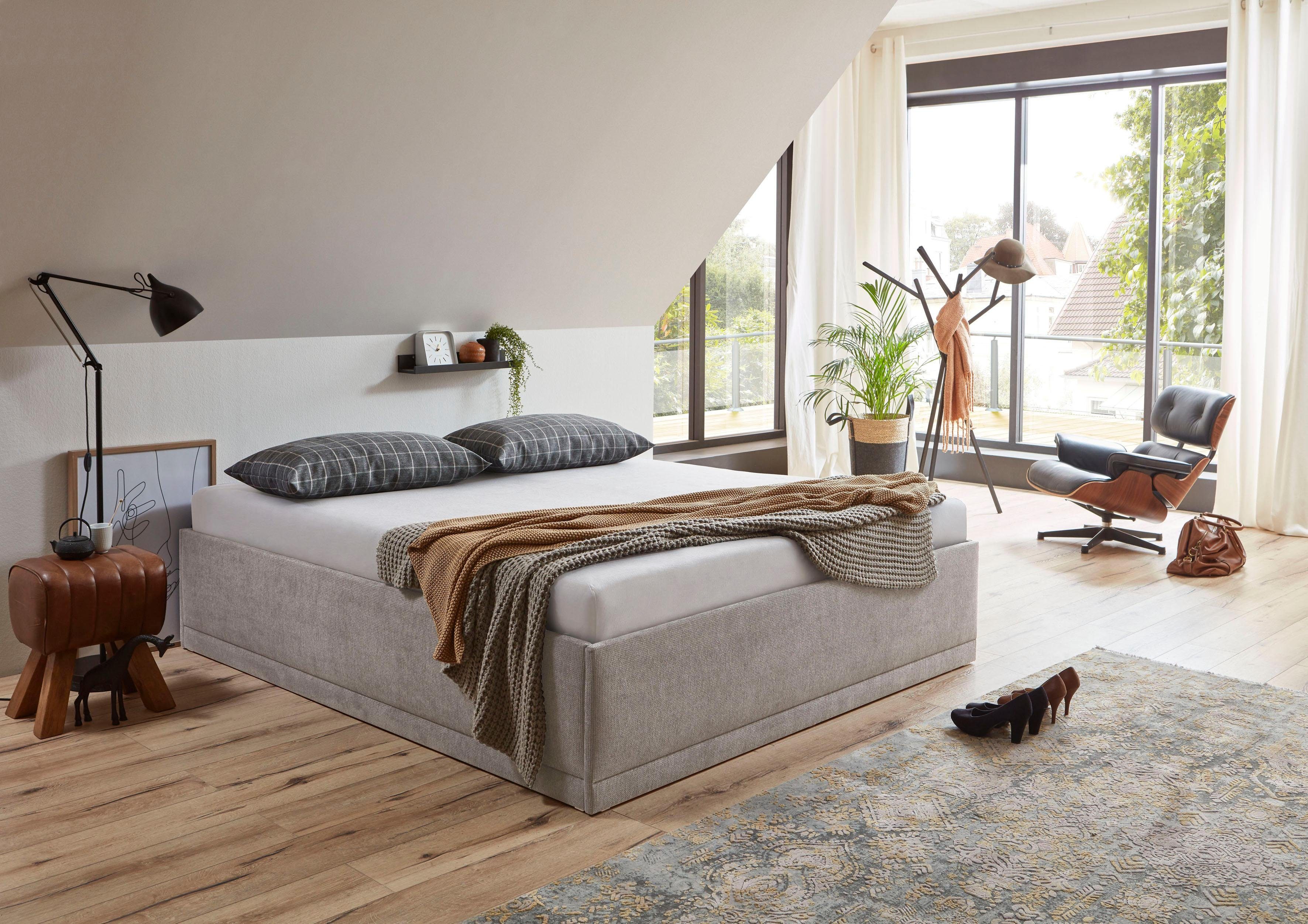 Westfalia Polsterbetten Gestoffeerd bed Texel Comforthoogte met sierkussen, bedkist bij uitvoering met matras