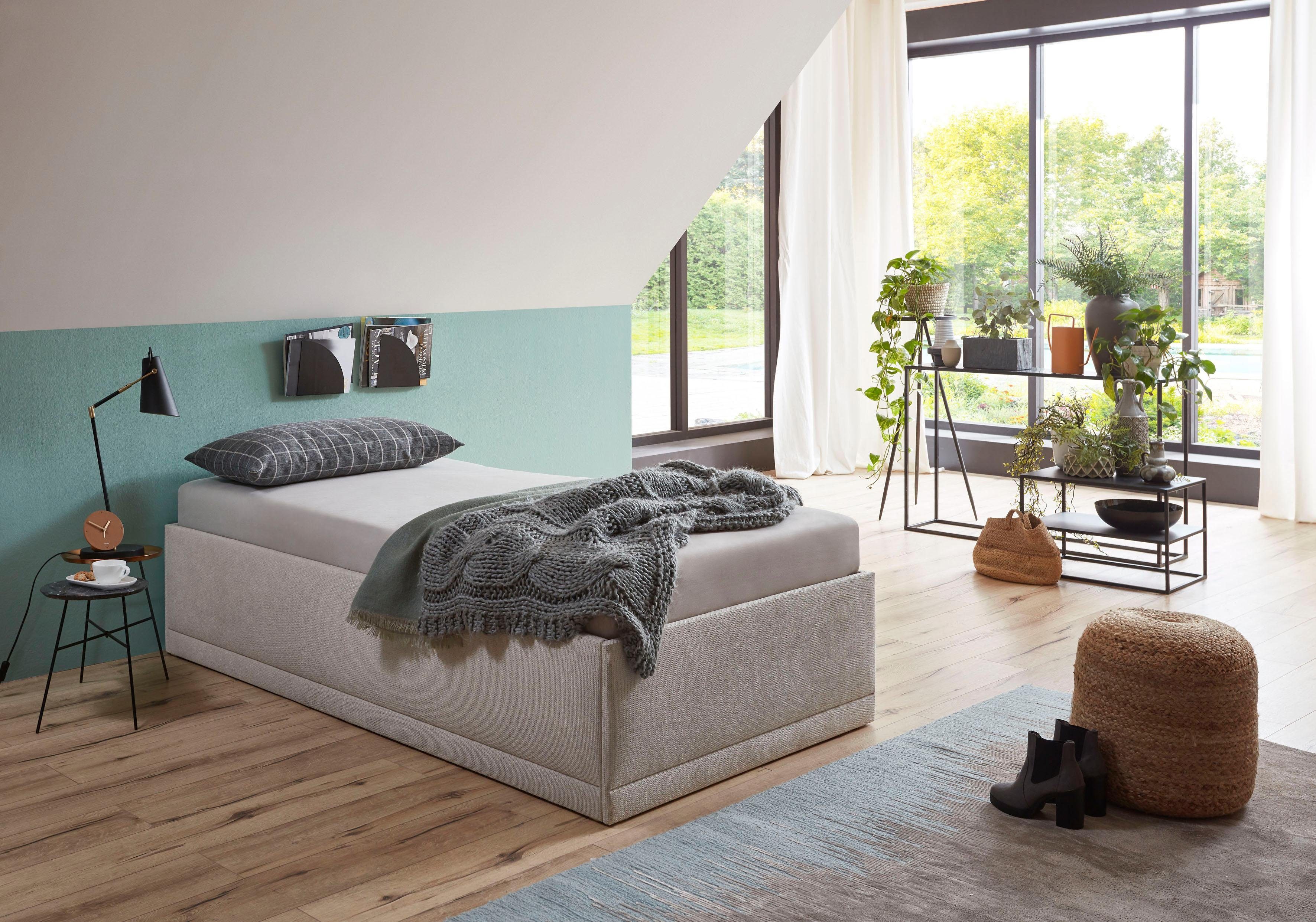 Westfalia Polsterbetten Gestoffeerd bed Texel Comforthoogte met sierkussen, bedkist bij uitvoering met matras