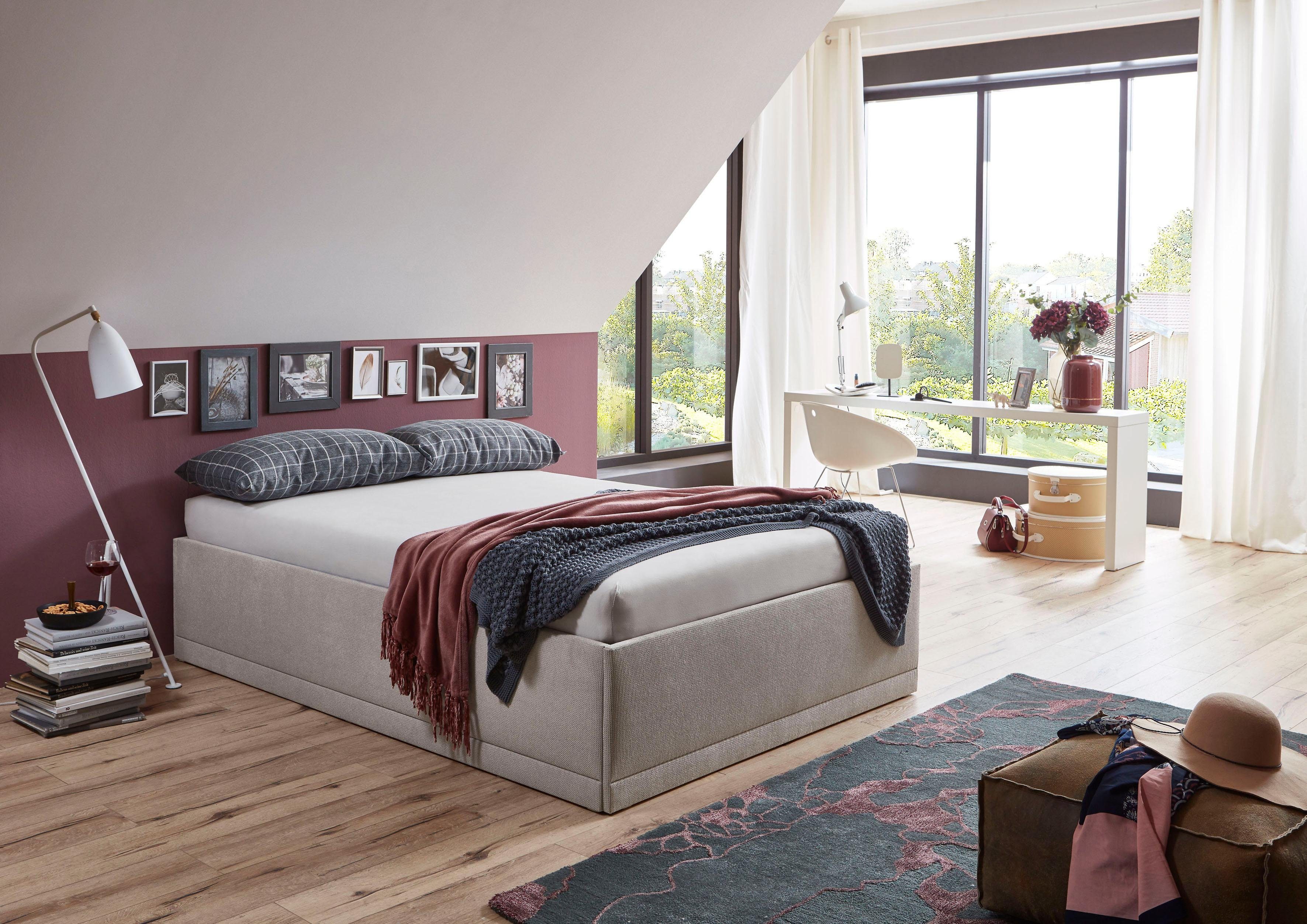 Westfalia Polsterbetten Gestoffeerd bed Texel Comforthoogte met sierkussen, bedkist bij uitvoering met matras