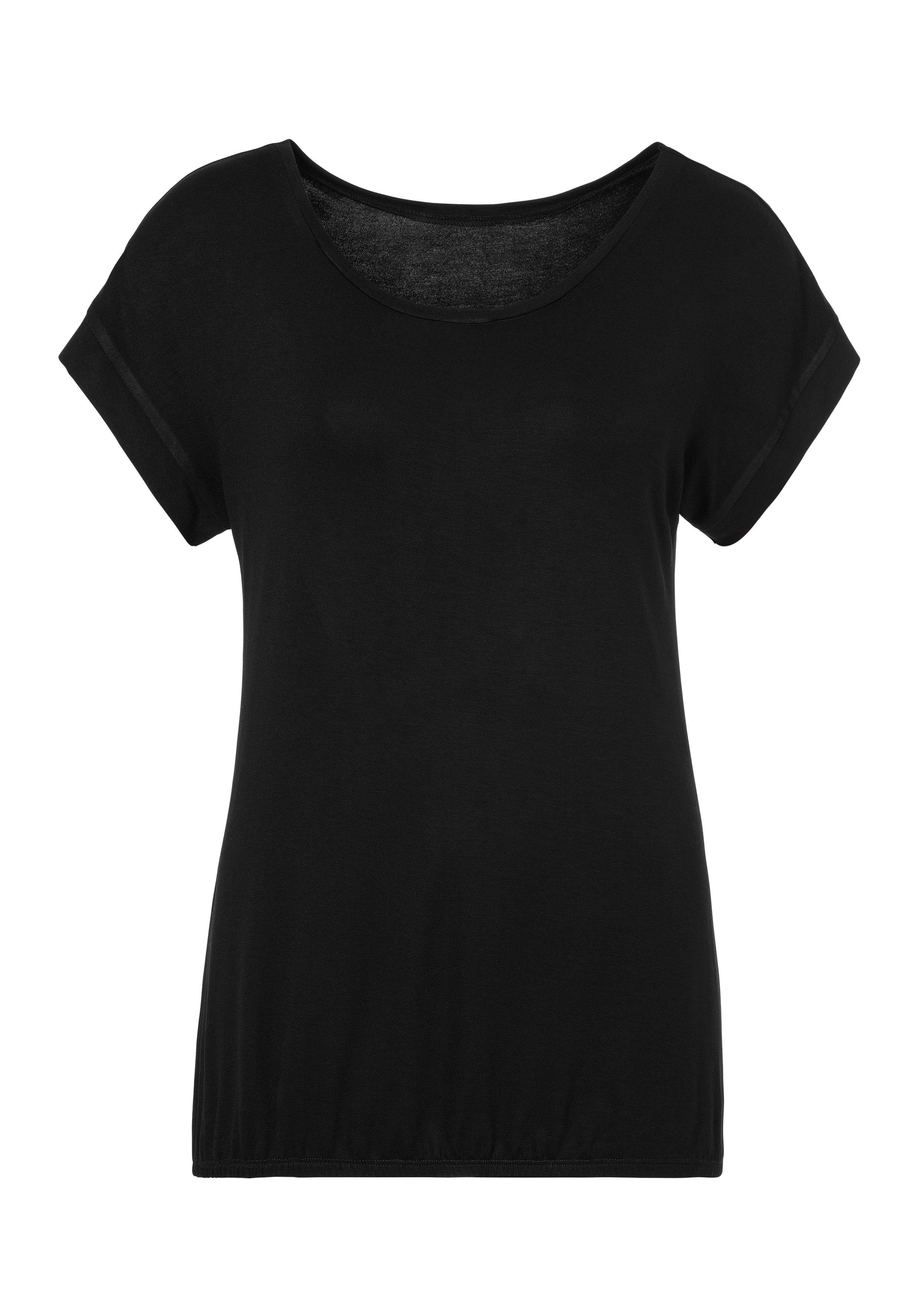Vivance Shirt met korte mouwen Met elastiek in de band van zachte viscose-stretch