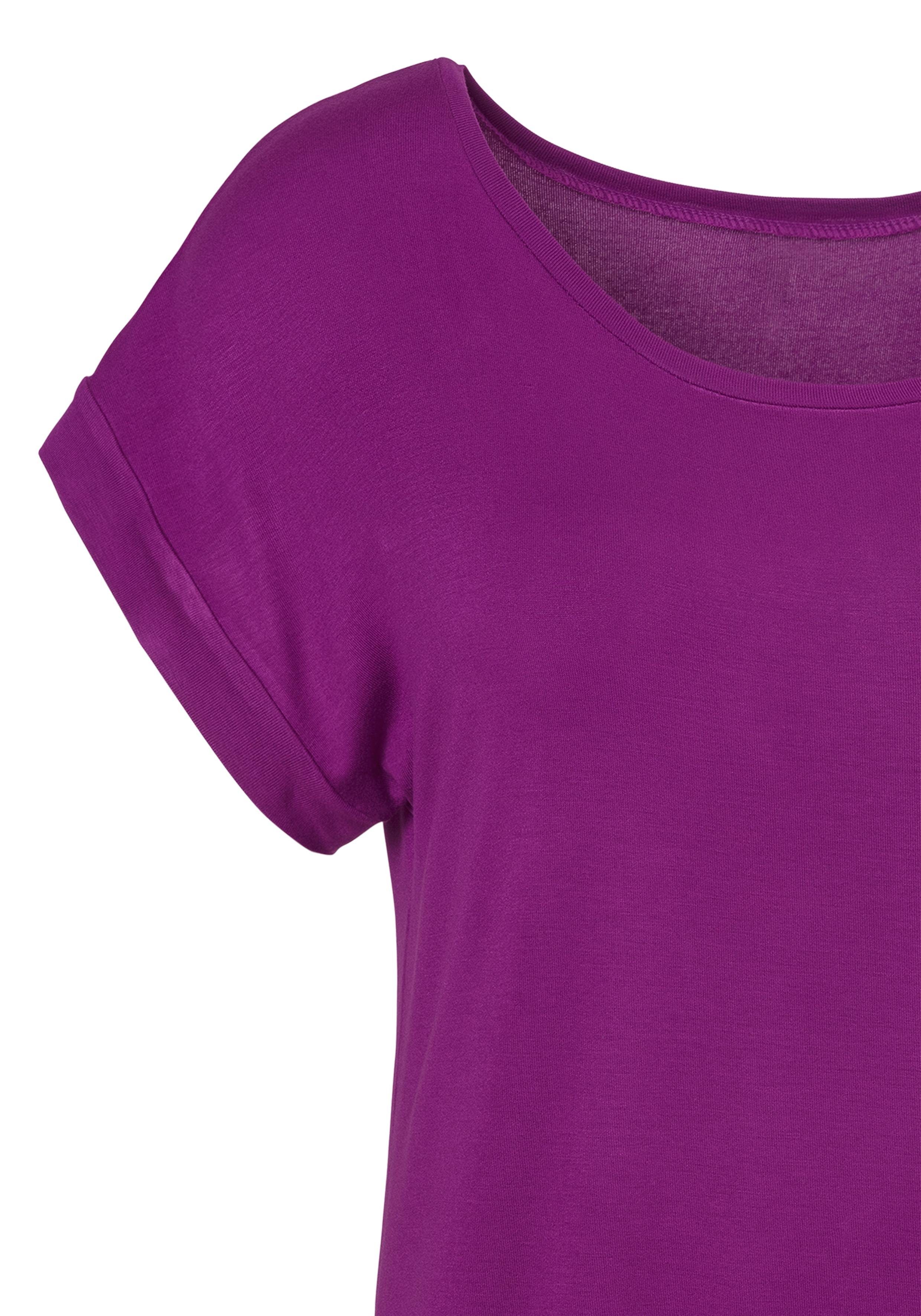 Vivance Shirt met korte mouwen Met elastiek in de band van zachte viscose-stretch (Set van 2)