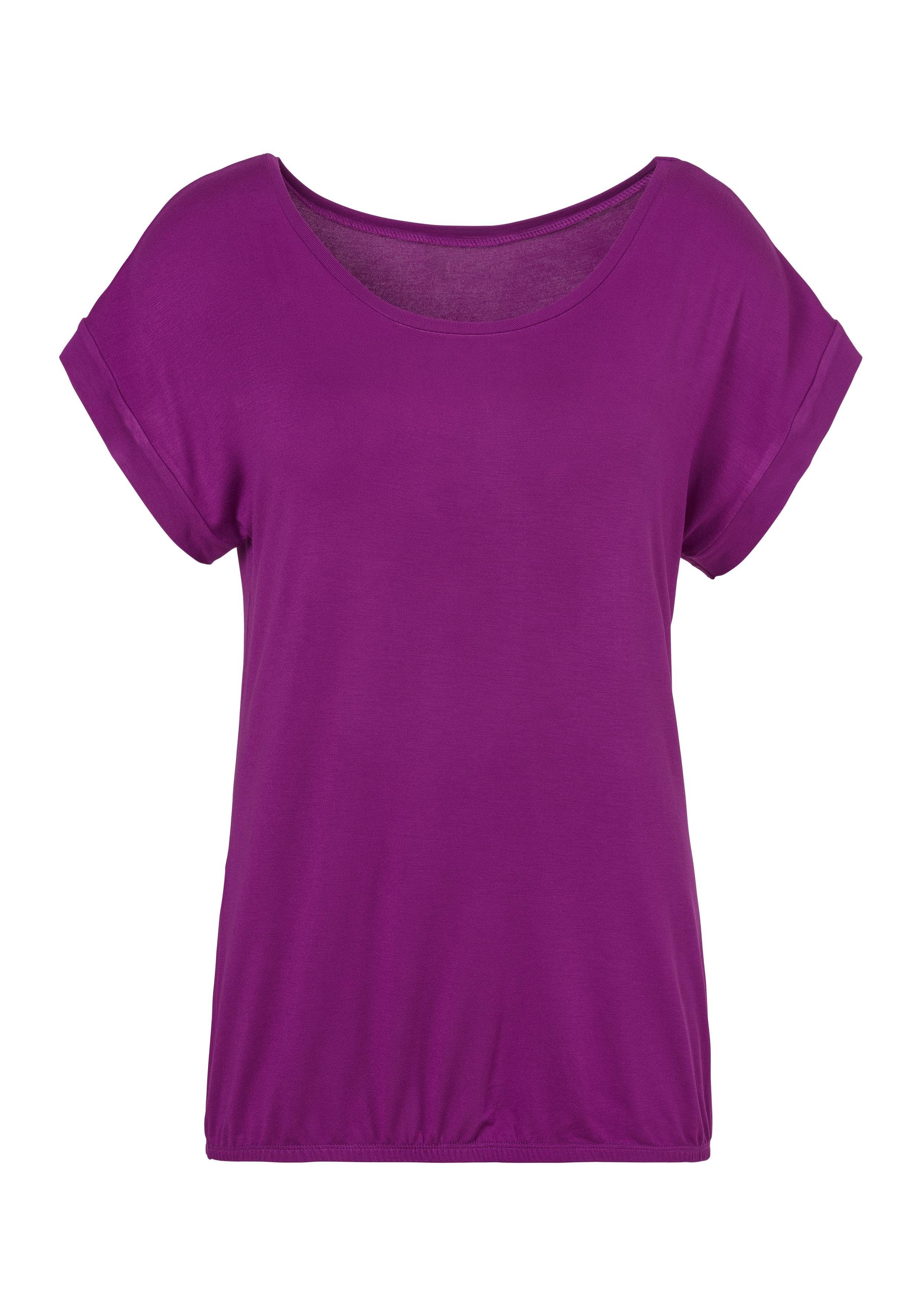 Vivance Shirt met korte mouwen Met elastiek in de band van zachte viscose-stretch (Set van 2)