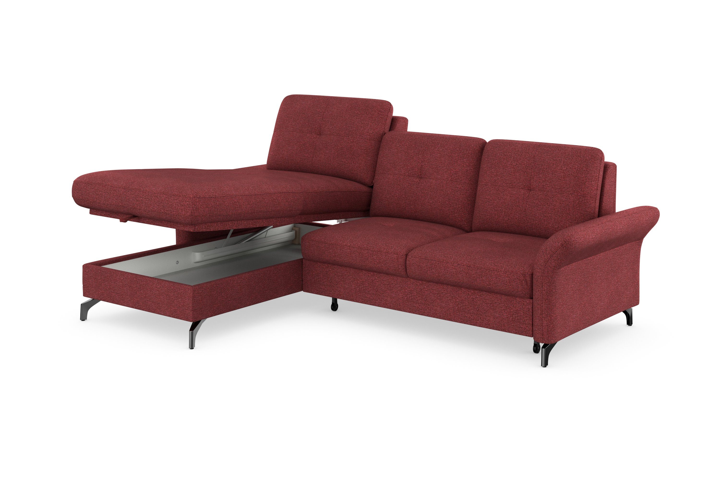 Places of Style Hoekbank Calando L-vorm naar keuze met slaapfunctie, bedkist en armleuning