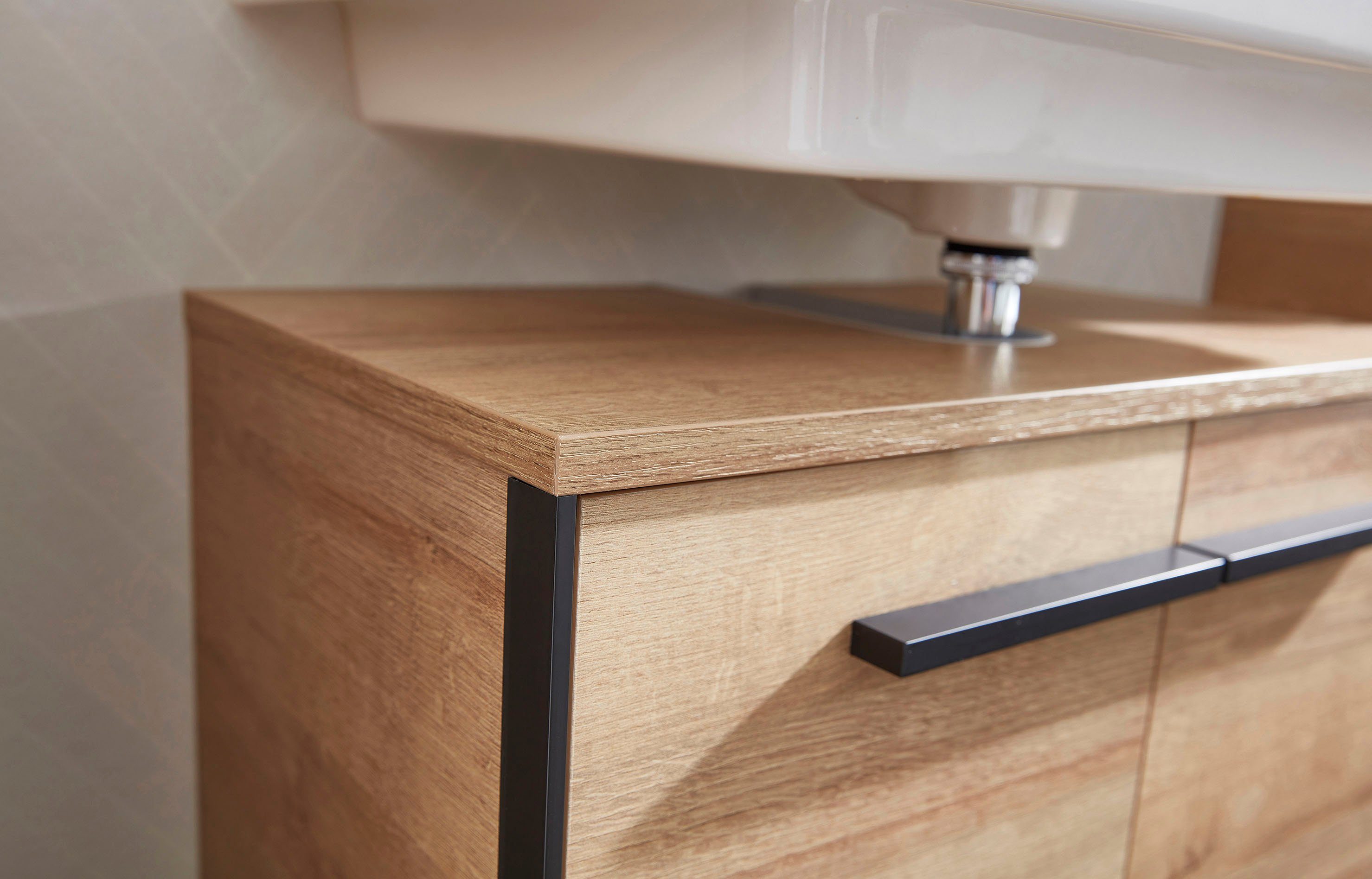 Saphir Badkamerserie Quickset 395 4-delig, wastafelonderkast met led-spiegelkast (4-delig)