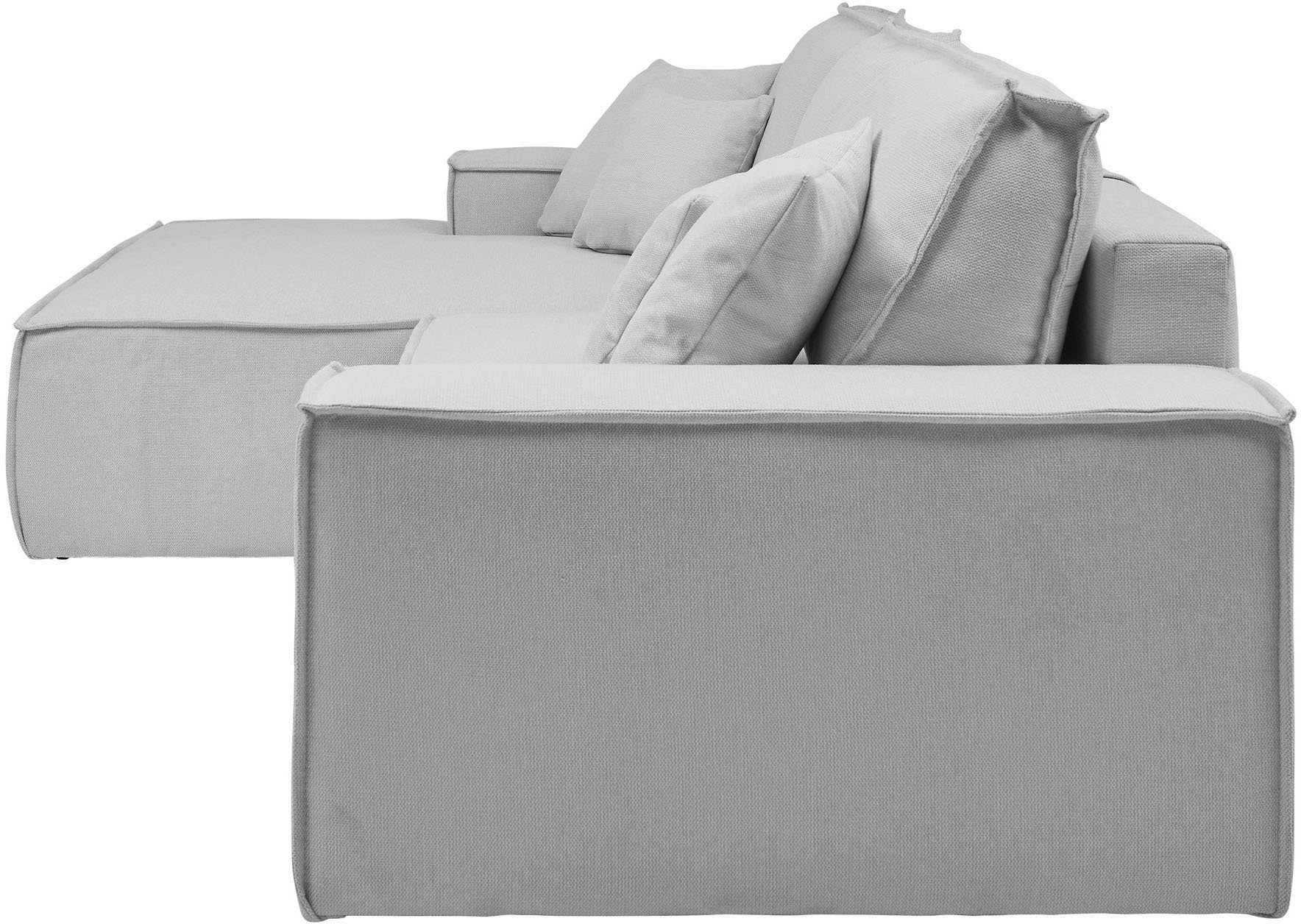 andas Hoekbank Finnley slaapbank 267 cm in Bouclé, fijne structuur en cord, L-vorm