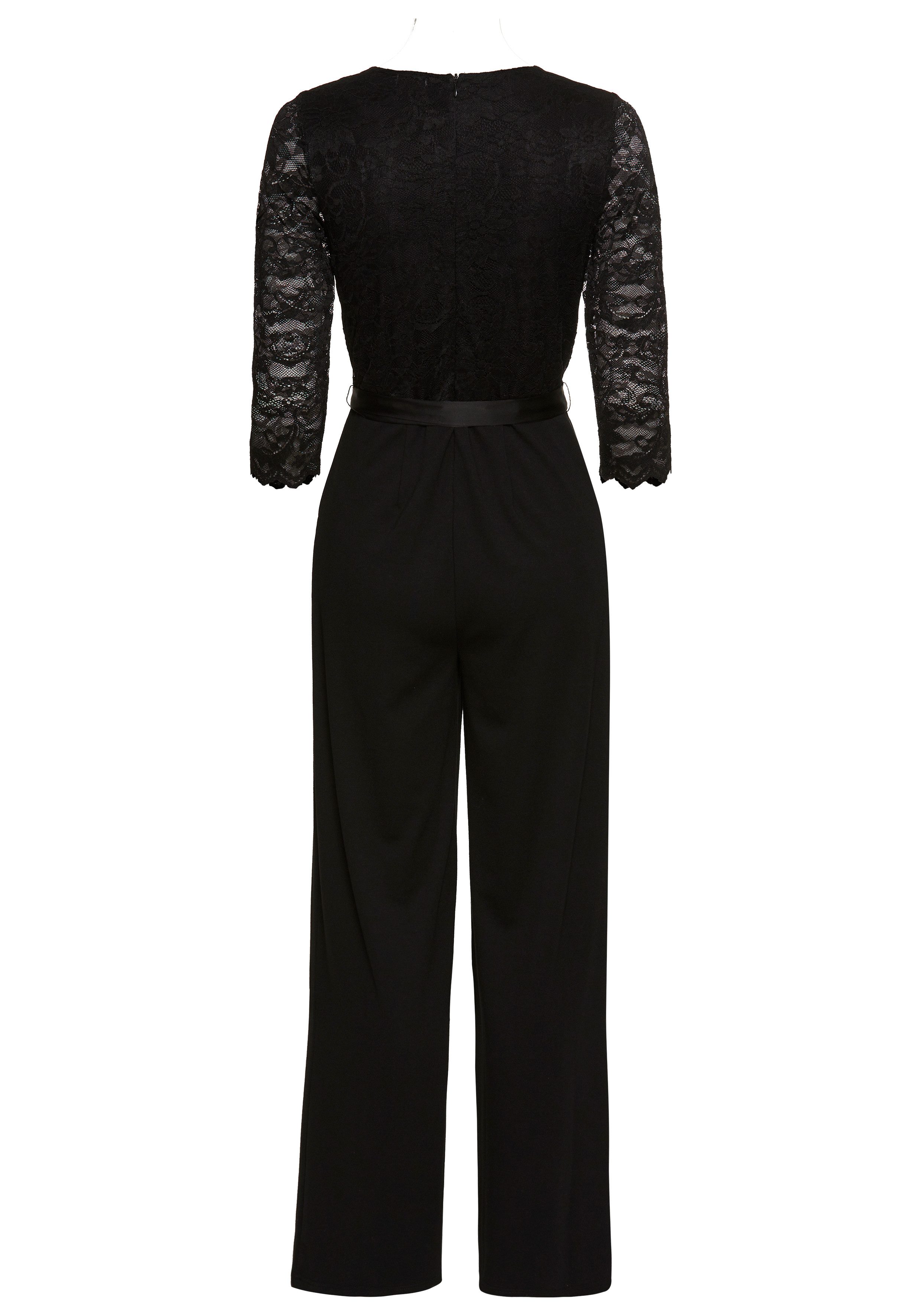 Laura Scott Jumpsuit met kanten bovenstuk en satijnen bindceintuur