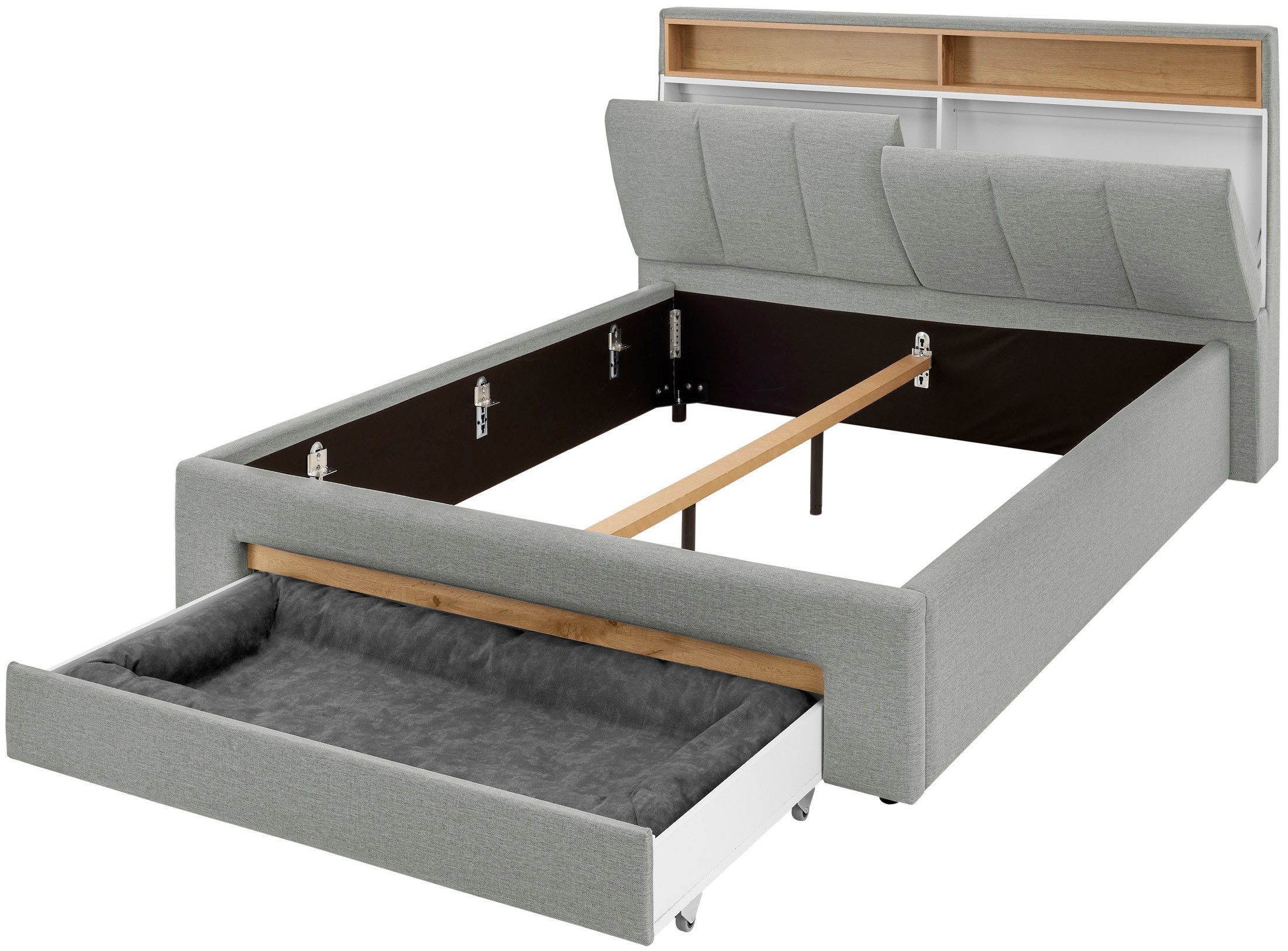 INOSIGN Gestoffeerd bed CiTY/GiRON,, gepolsterd opbergbed, met LED-verlichting Bedkisten met hondenbed of als opbergruimte, opklapbare hoofdeinden