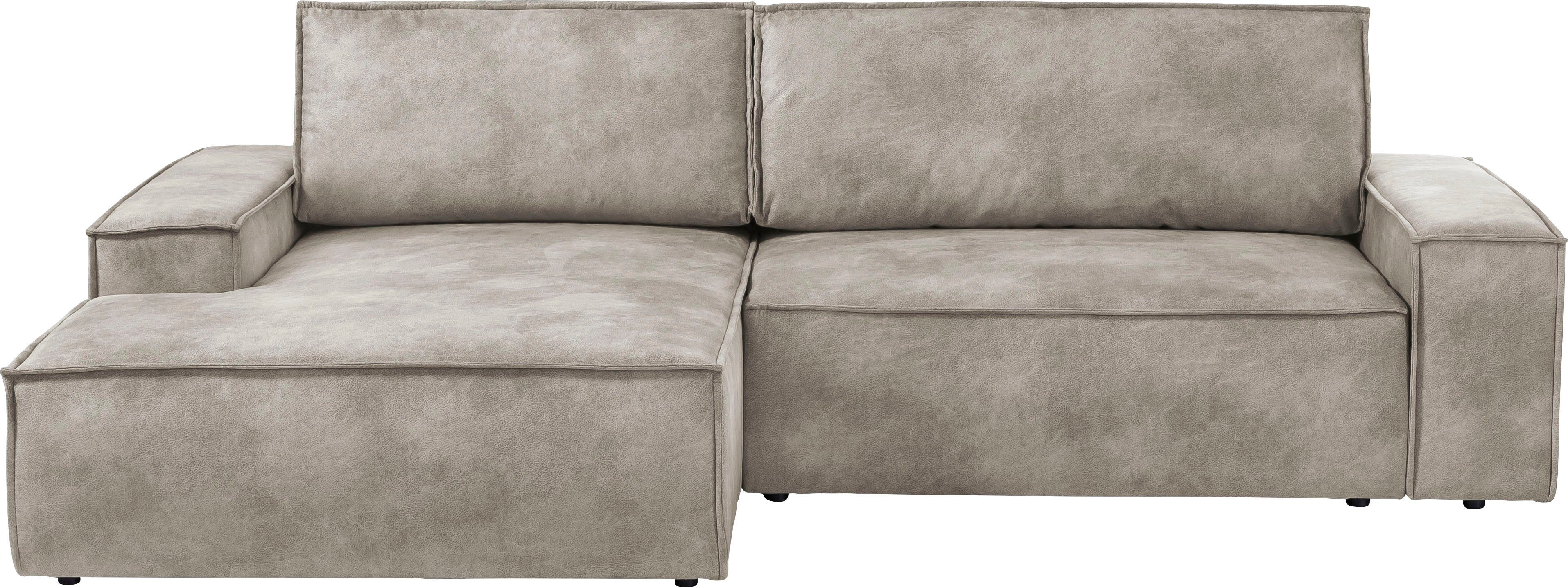 Home affaire Hoekbank SHERWOOD bedbank 267 cm, L-model, Slaapfunctie met bedlade (210x136 cm), cord, vintage, fluweel