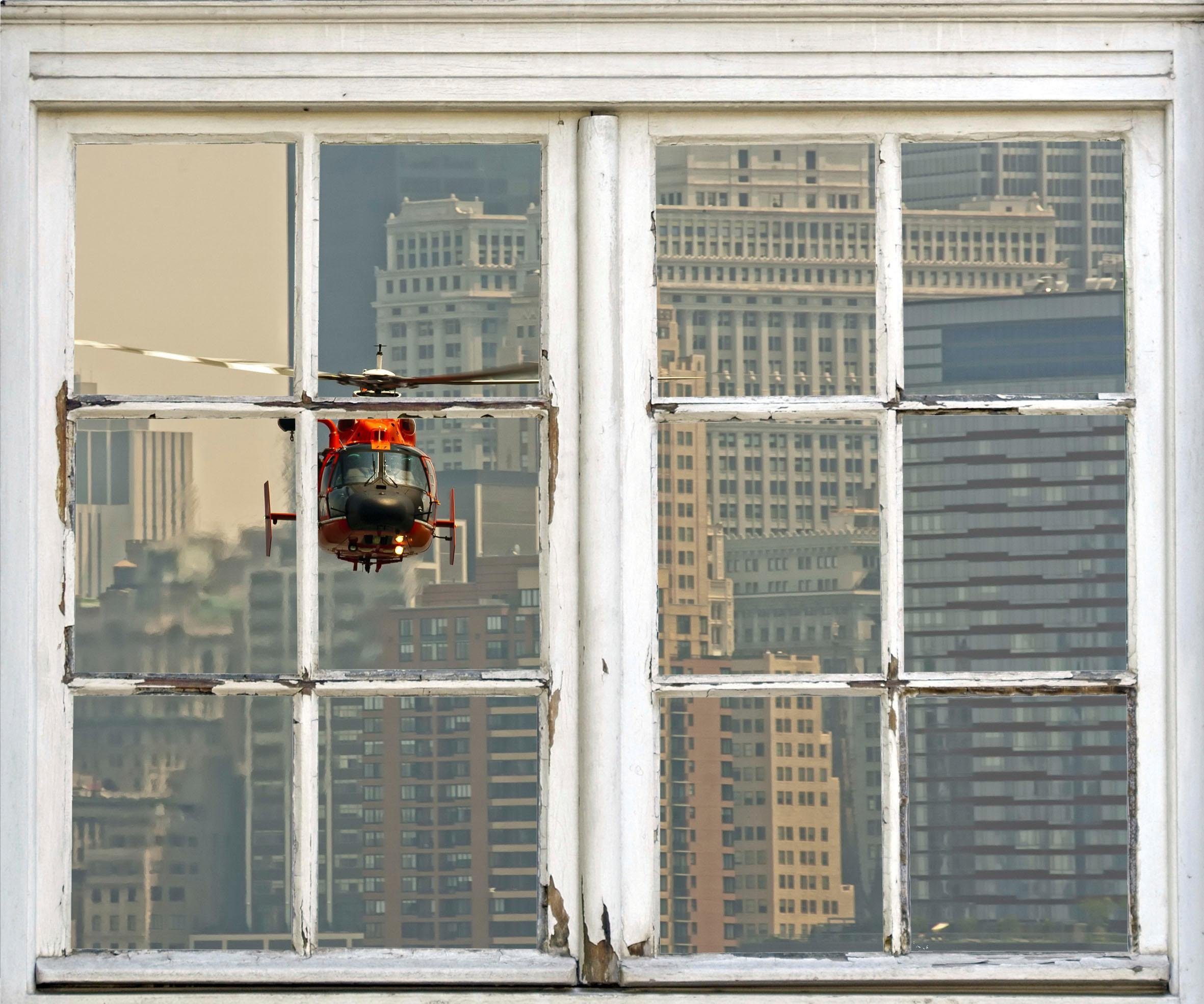 queence Wandfolie Helikopter Muursticker, muurdecoratie, zelfklevend, helikopter, New York