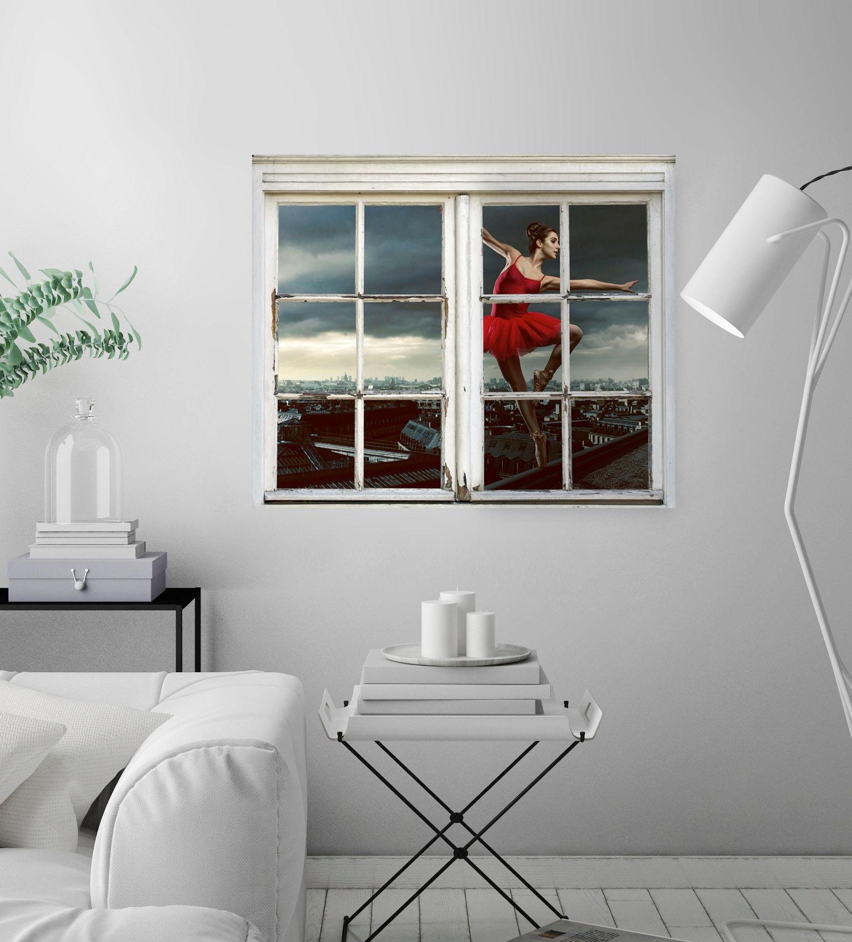 queence Wandfolie Ballerina's Muursticker, muurdecoratie, zelfklevend, ballet, dansen