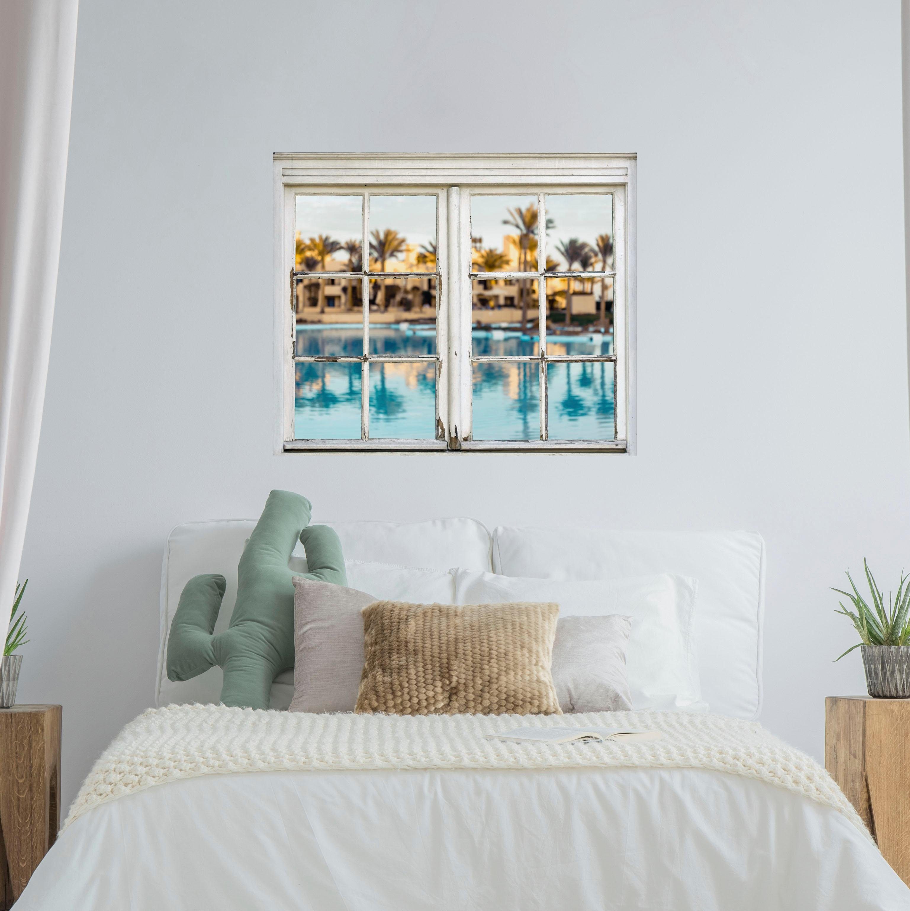 queence Wandfolie Zee Muursticker, muurdecoratie, zelfklevend, 3D, raam