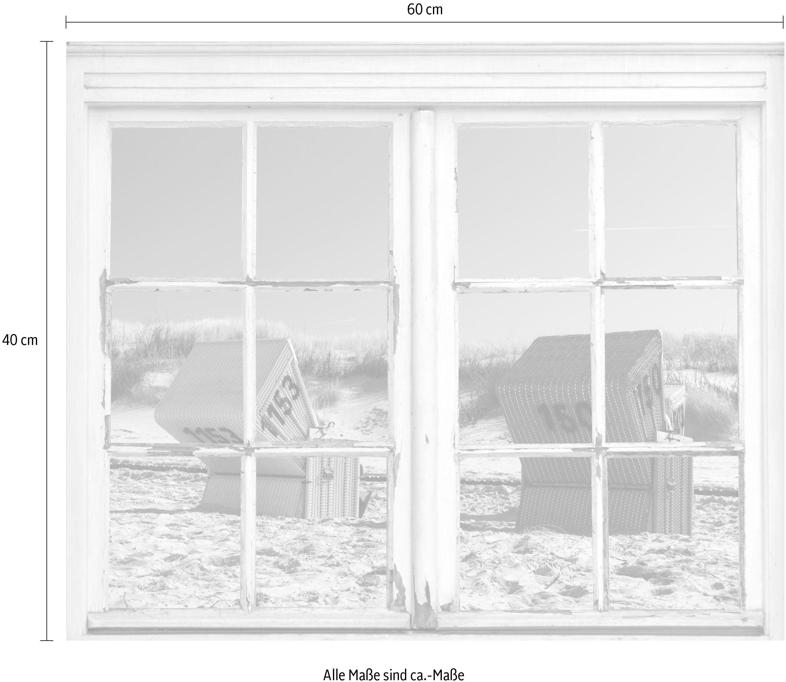 queence Wandfolie Strandstoelen Muursticker, muurdecoratie, zelfklevend, 3D, raam