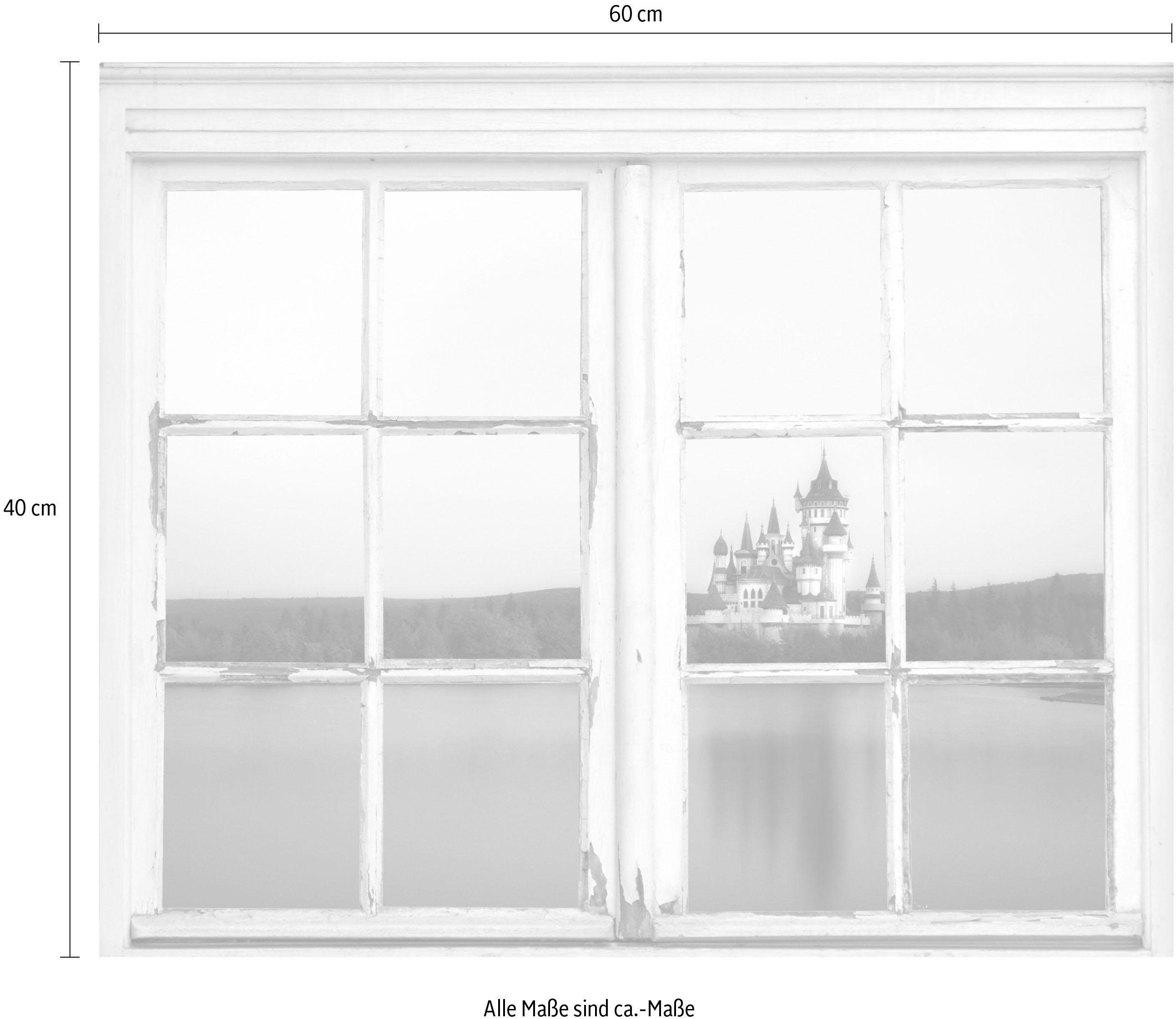 queence Wandfolie Kasteel aan zee Muursticker, muurdecoratie, zelfklevend, kasteel, zee, water