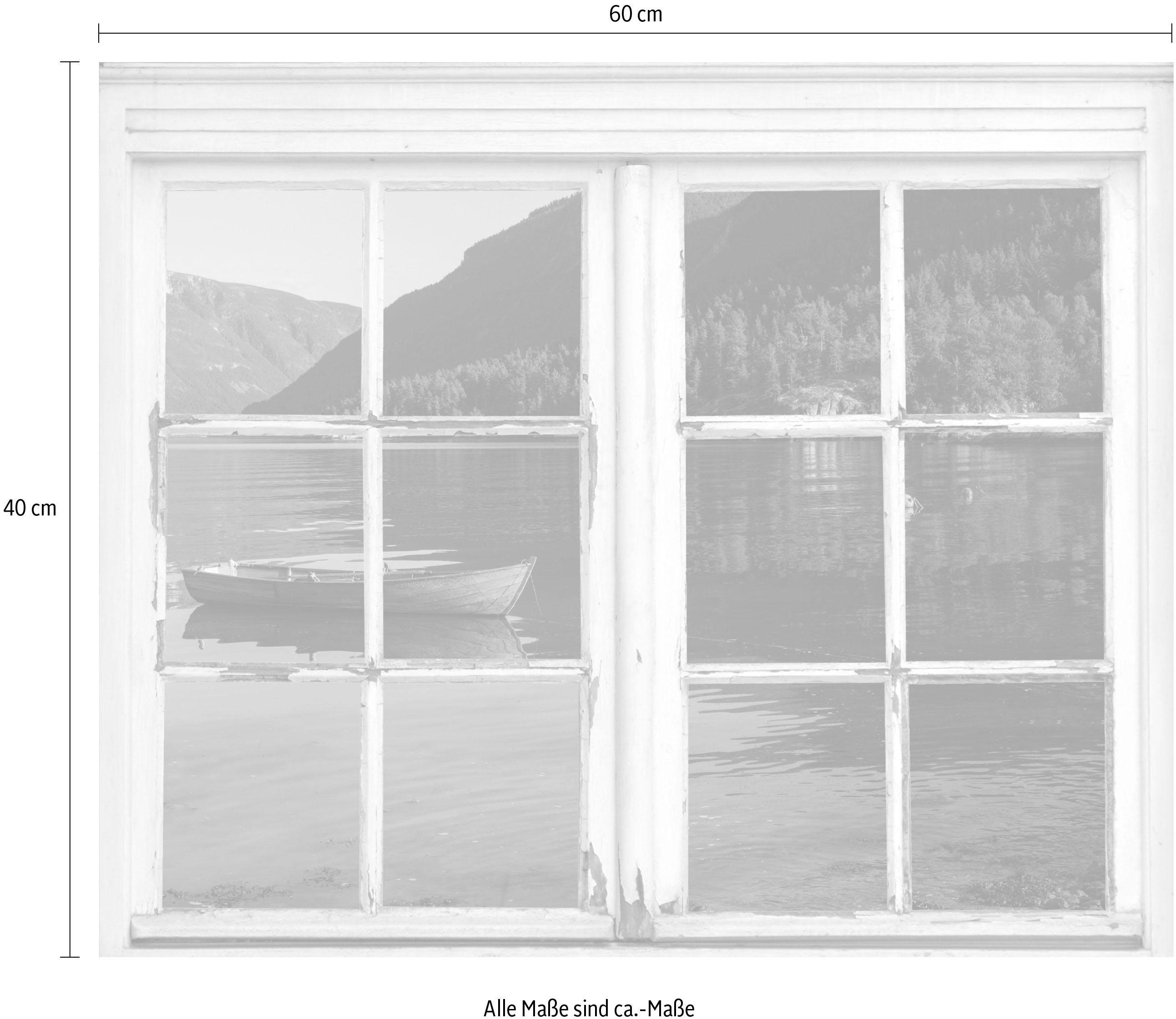 queence Wandfolie Boot op zee Muursticker, muurdecoratie, zelfklevend, 3D, raam