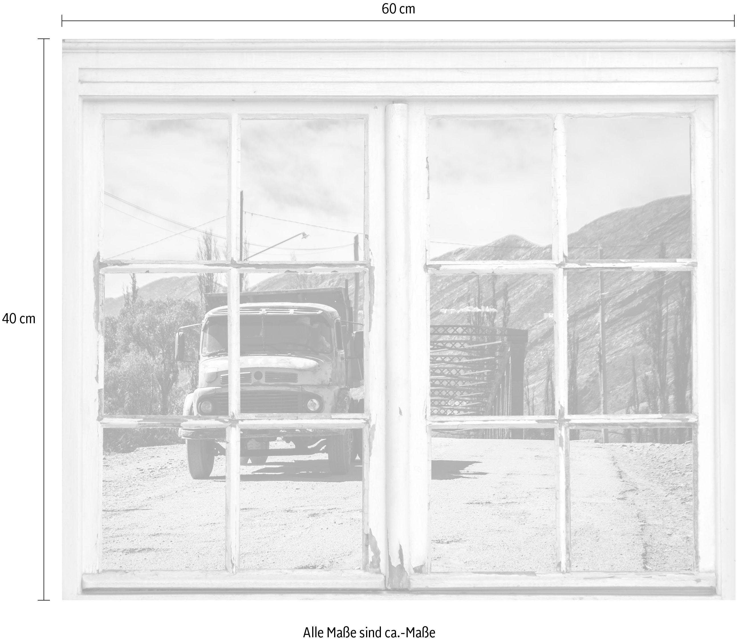 queence Wandfolie Truck Muursticker, muurdecoratie, zelfklevend, 3D, raam