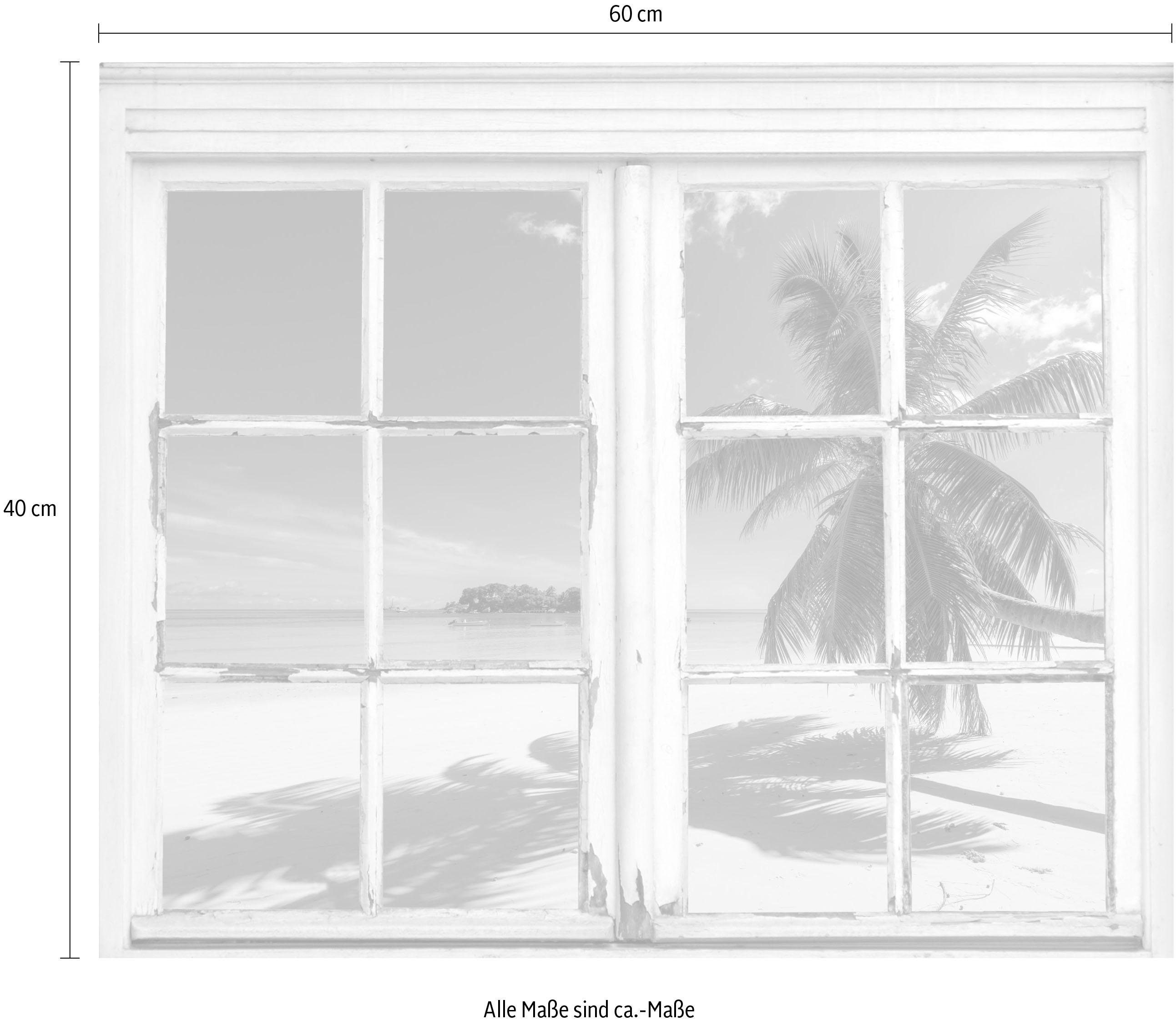 queence Wandfolie Zandstrand Muursticker, muurdecoratie, zelfklevend, 3D, raam