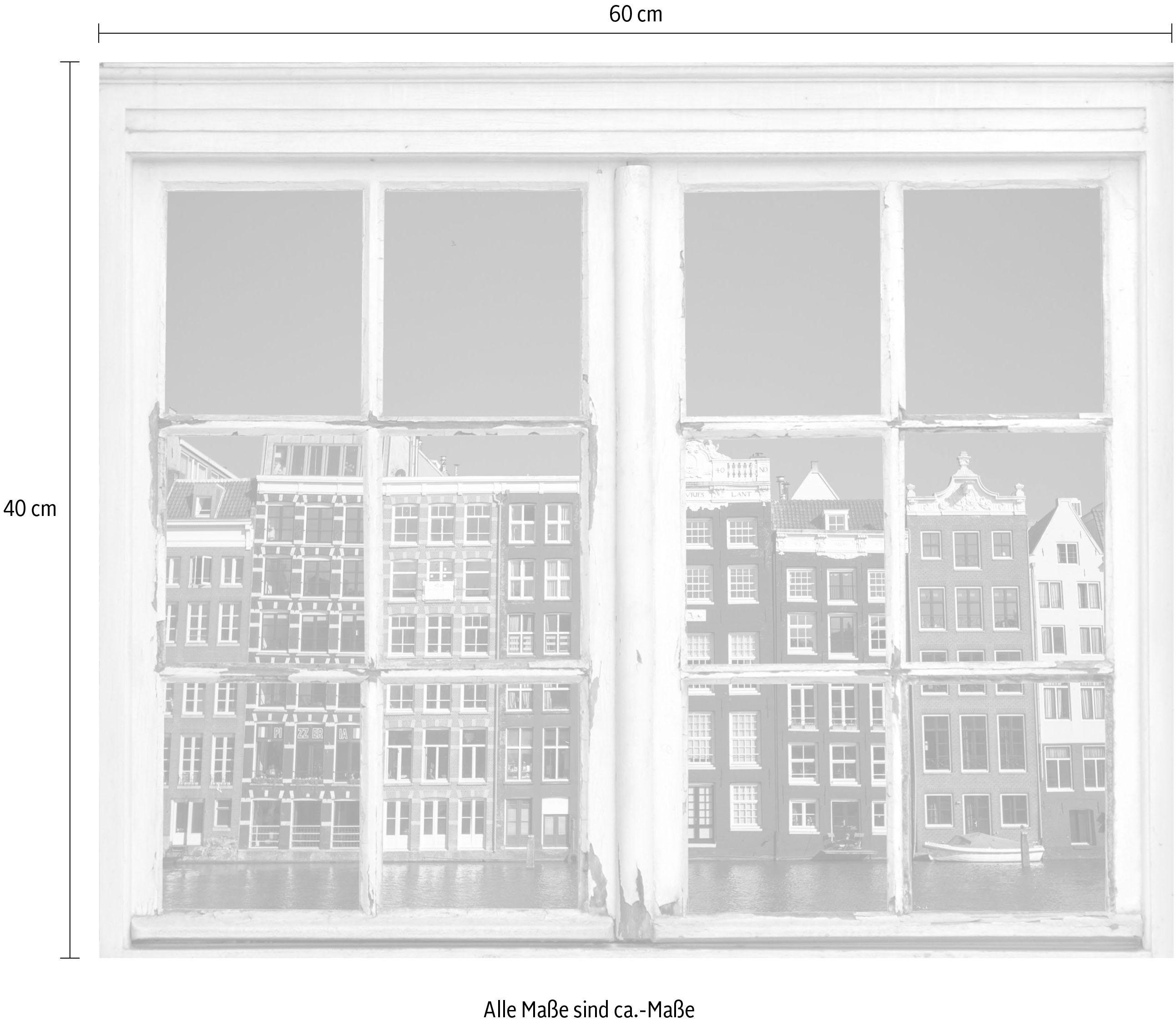 queence Wandfolie Amsterdam Muursticker, muurdecoratie, zelfklevend, 3D, raam, Amsterdam