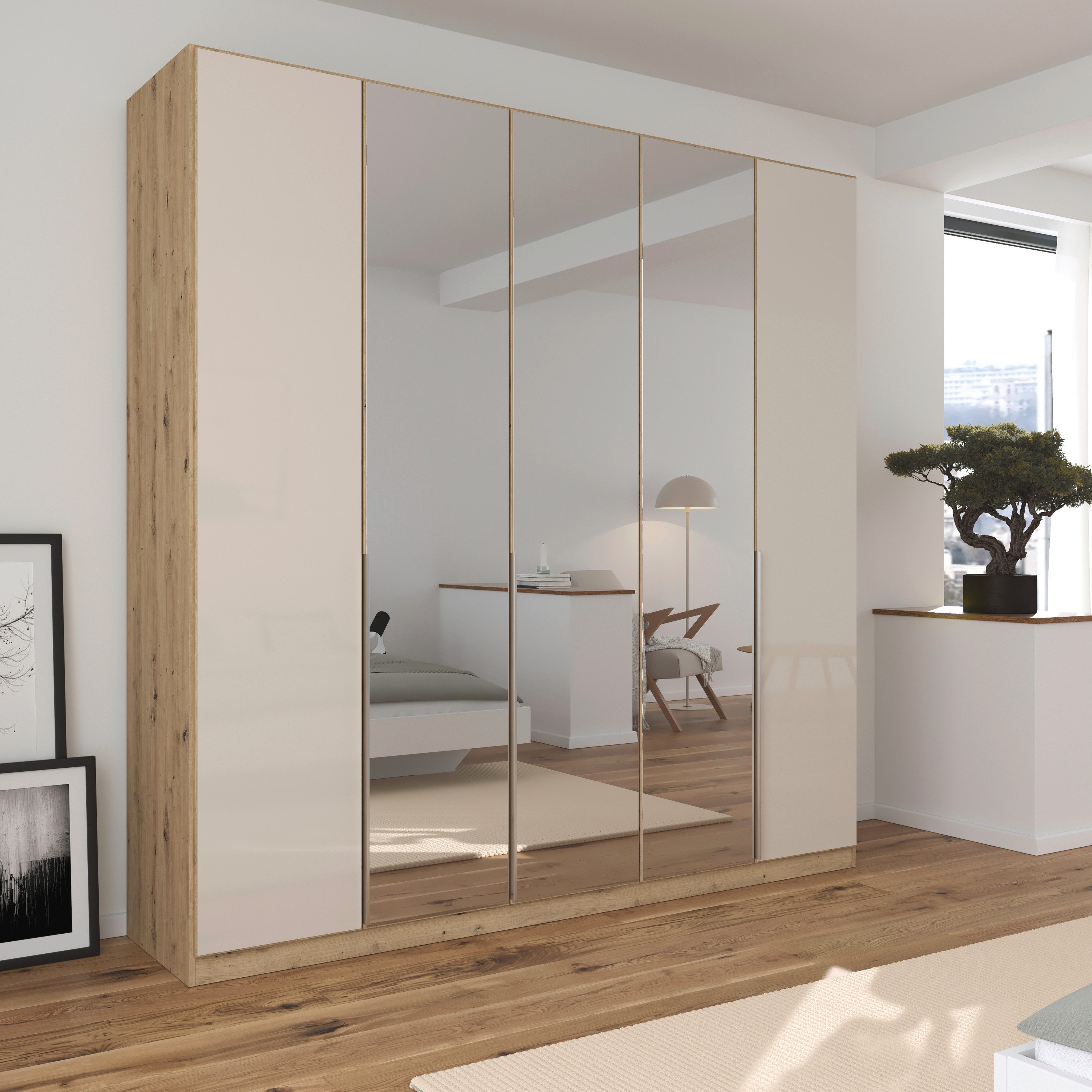 rauch Draaideurkast Kledingkasten kast garderobe AGORDO met glazen front doordachte binnenuitrusting, in 6 breedtes en 2 hoogtes made in germany