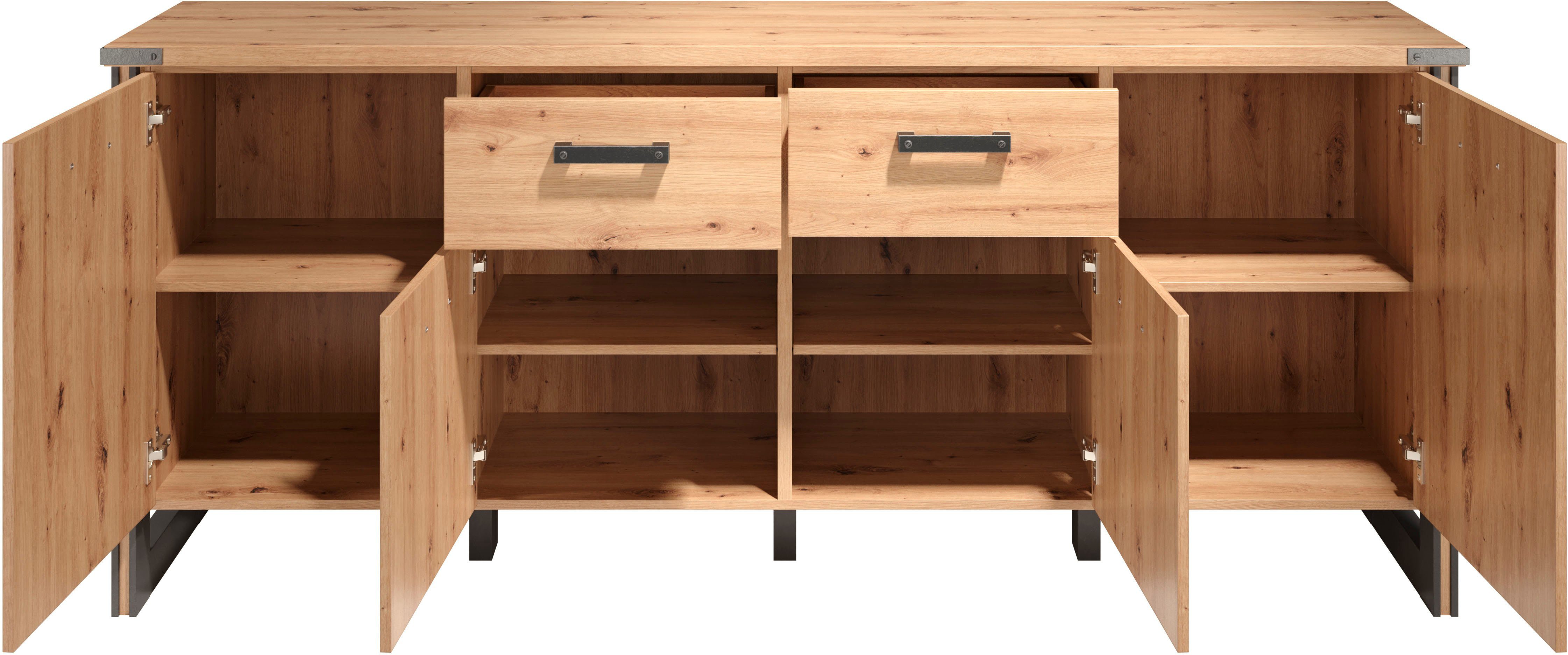 Home affaire Dressoir Mia Houtlook, eiken, 207 cm brede kast (1 stuk)