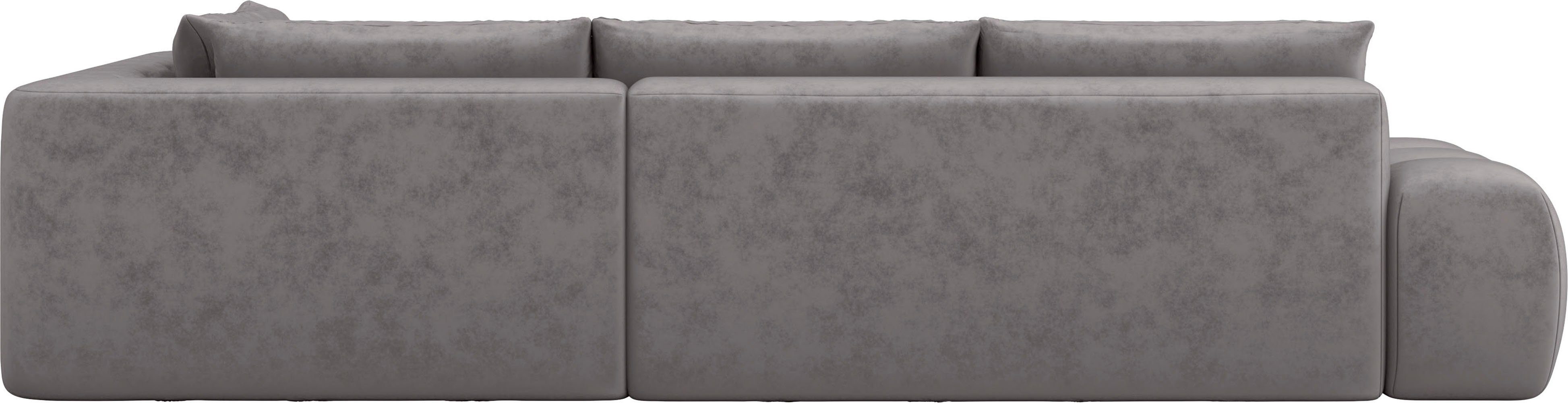INOSIGN Hoekbank AZITA designsofa, elegant en comfortabel L-vorm, bubbel-look
