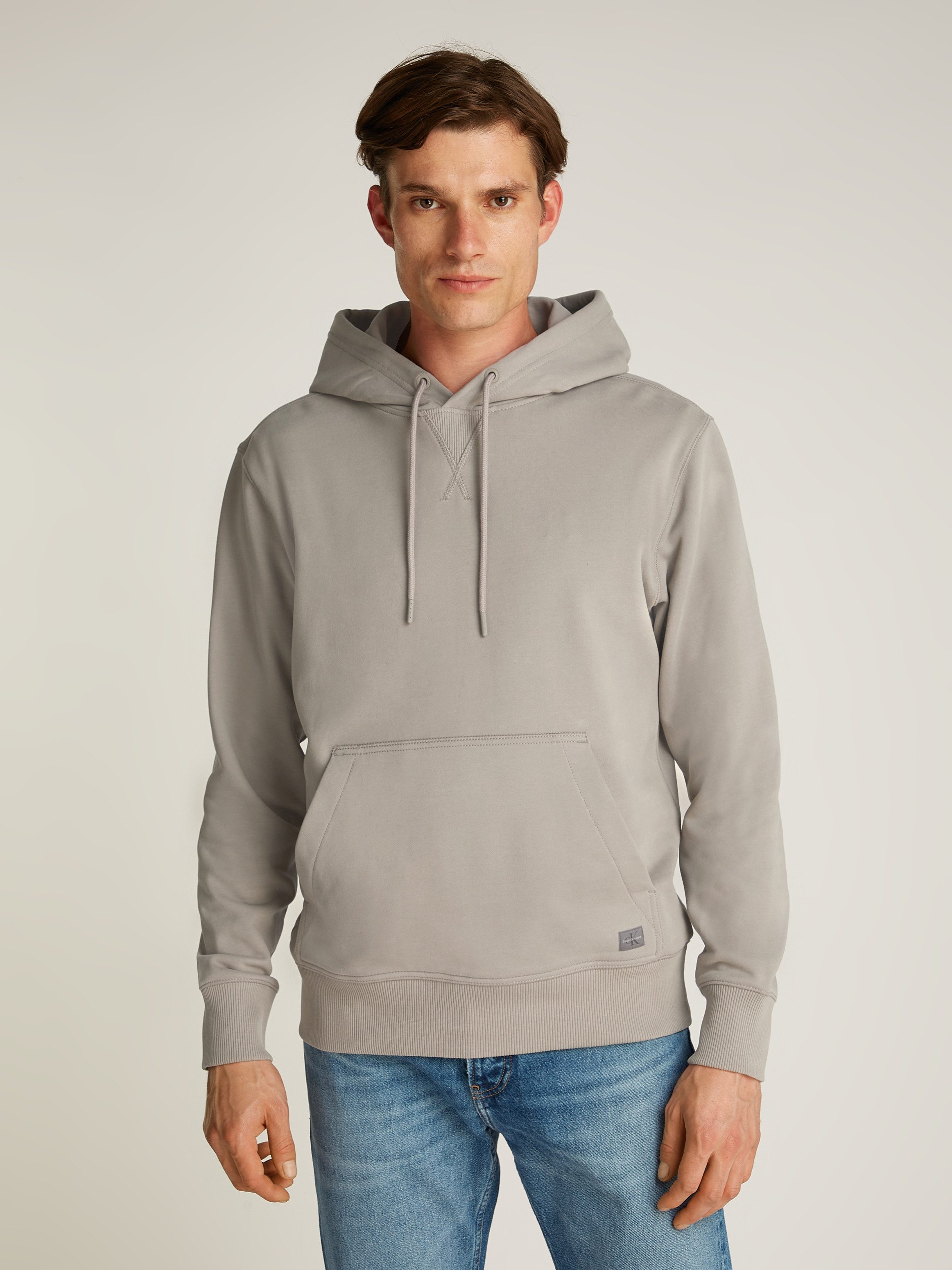 Calvin Klein Sweatshirt WOVEN LABEL HOODIE Kangoeroezak, logoborduring