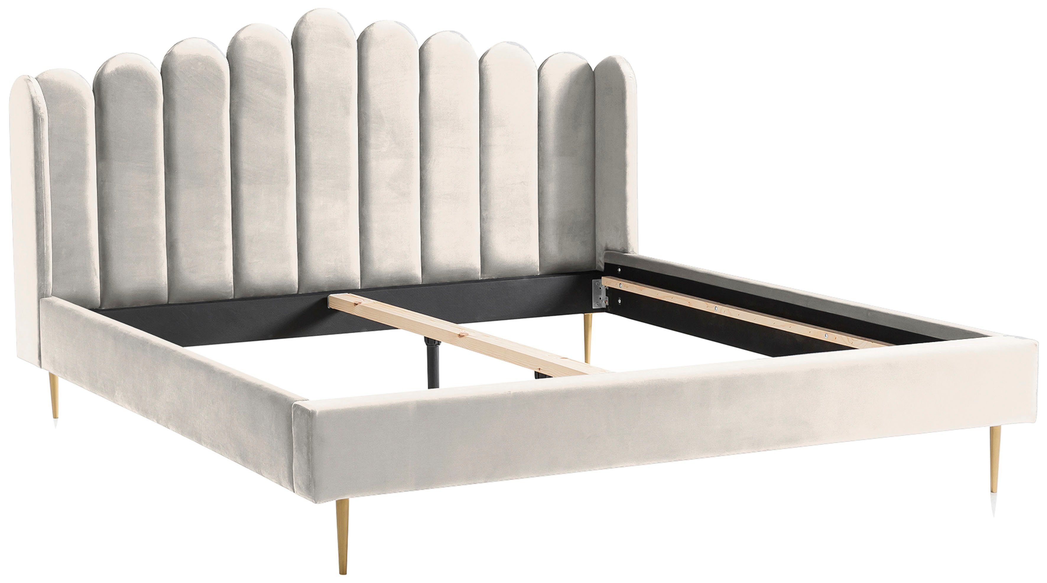 SalesFever Gestoffeerd bed Fluwelen bekleding, goudkleurige metalen poten
