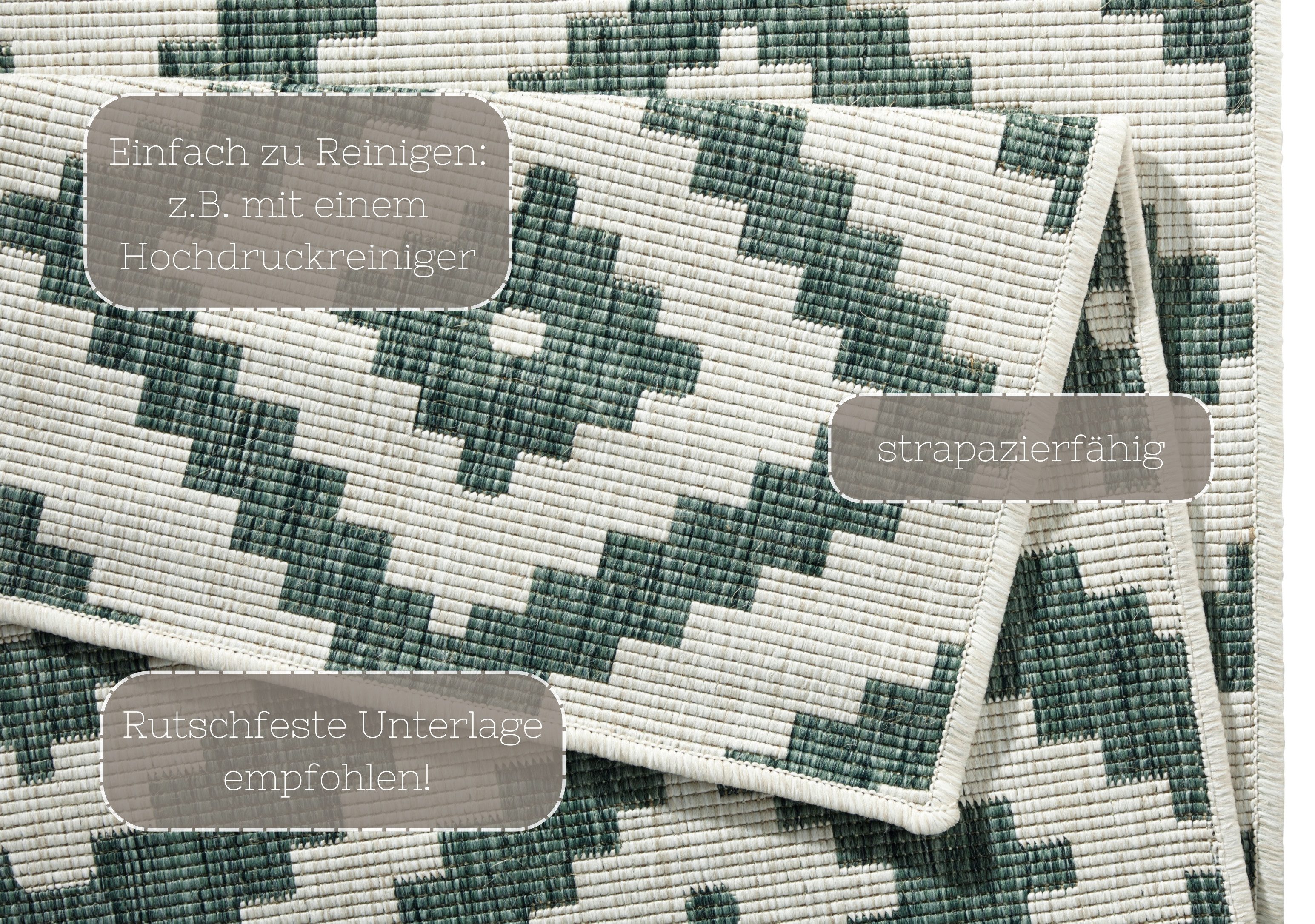 NORTHRUGS Vloerkleed Malta tweezijdig te gebruiken kleed Binnen- en buitengebruik, weerbestendig, balkon, terras, ruit, loper, woonkamer