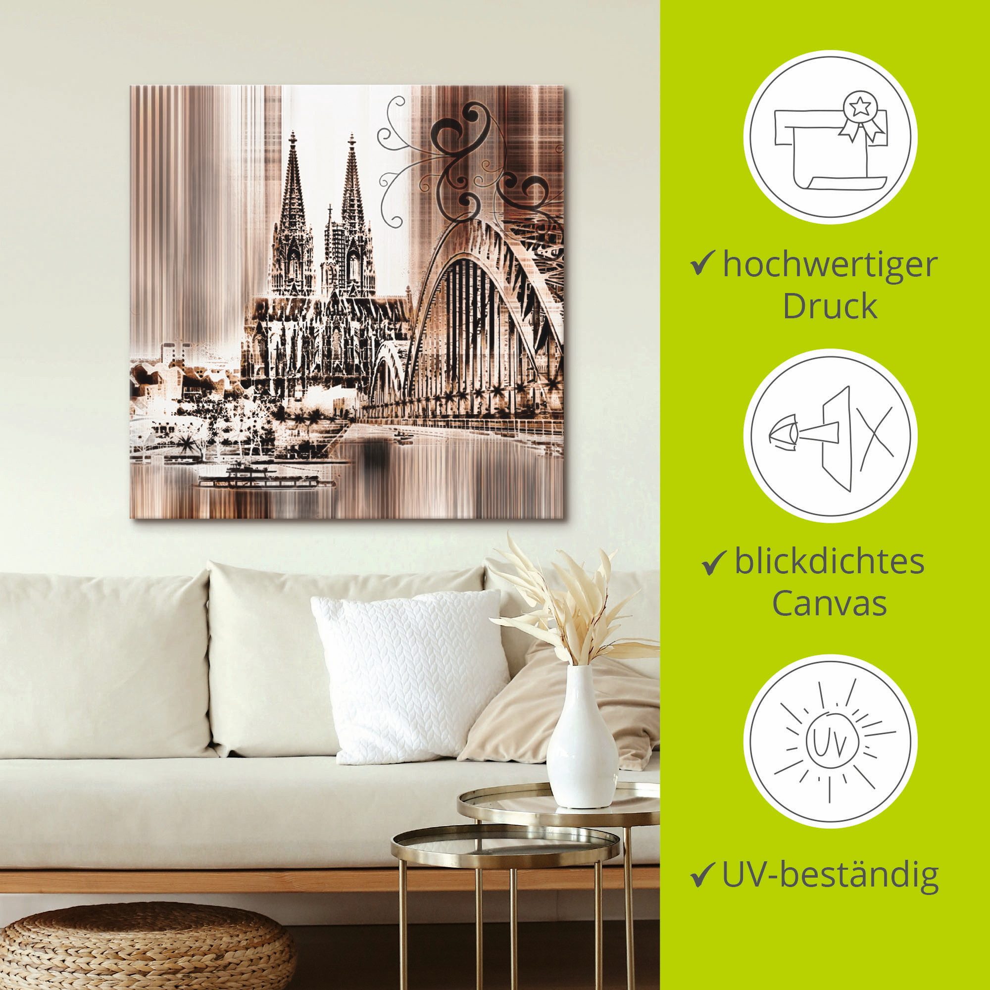 Artland Artprint Keulen Skyline collage VI als artprint op linnen, muursticker in verschillende maten