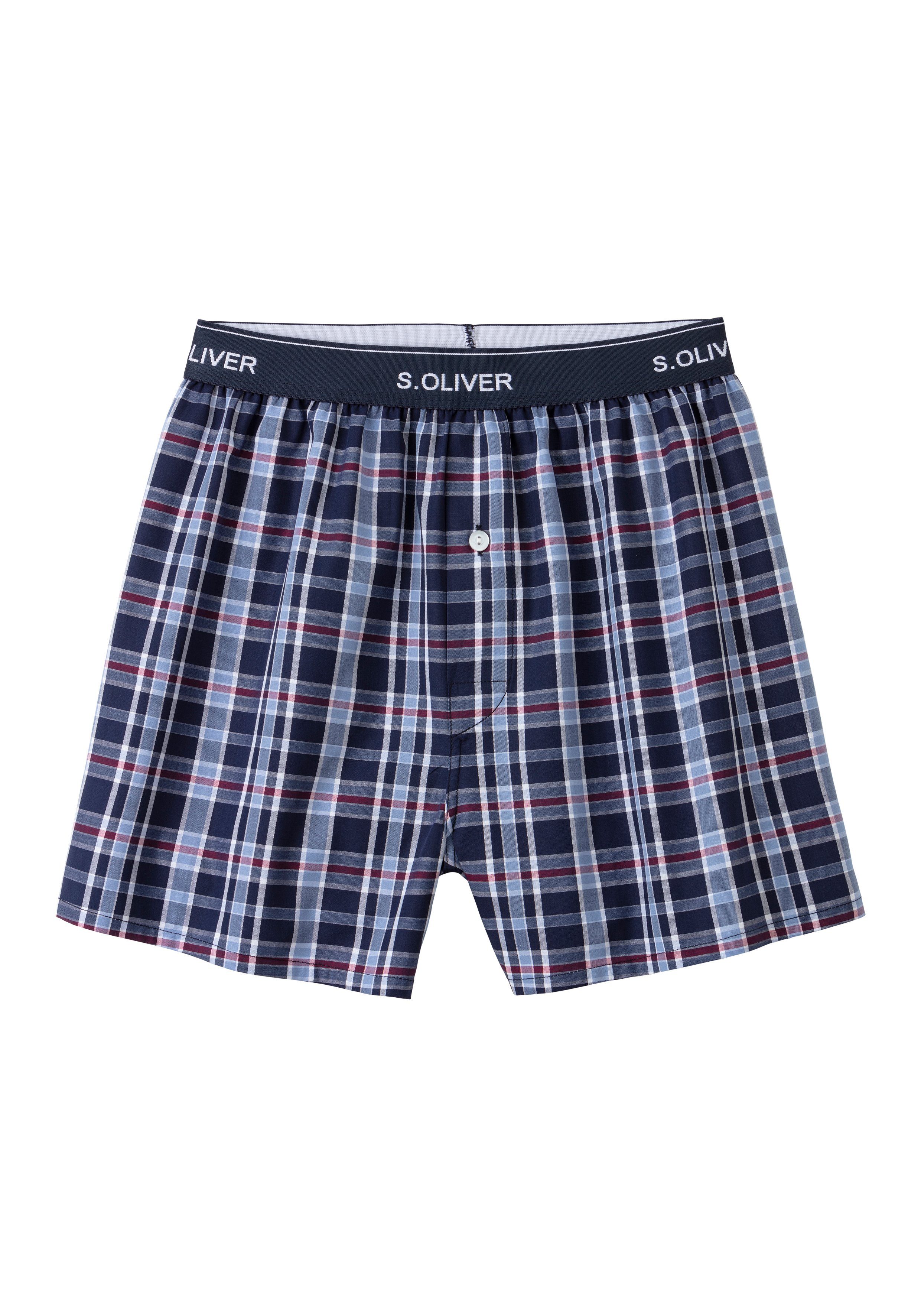 s.Oliver RED LABEL Beachwear Geweven boxershort weefband met logo (set 2 stuks)