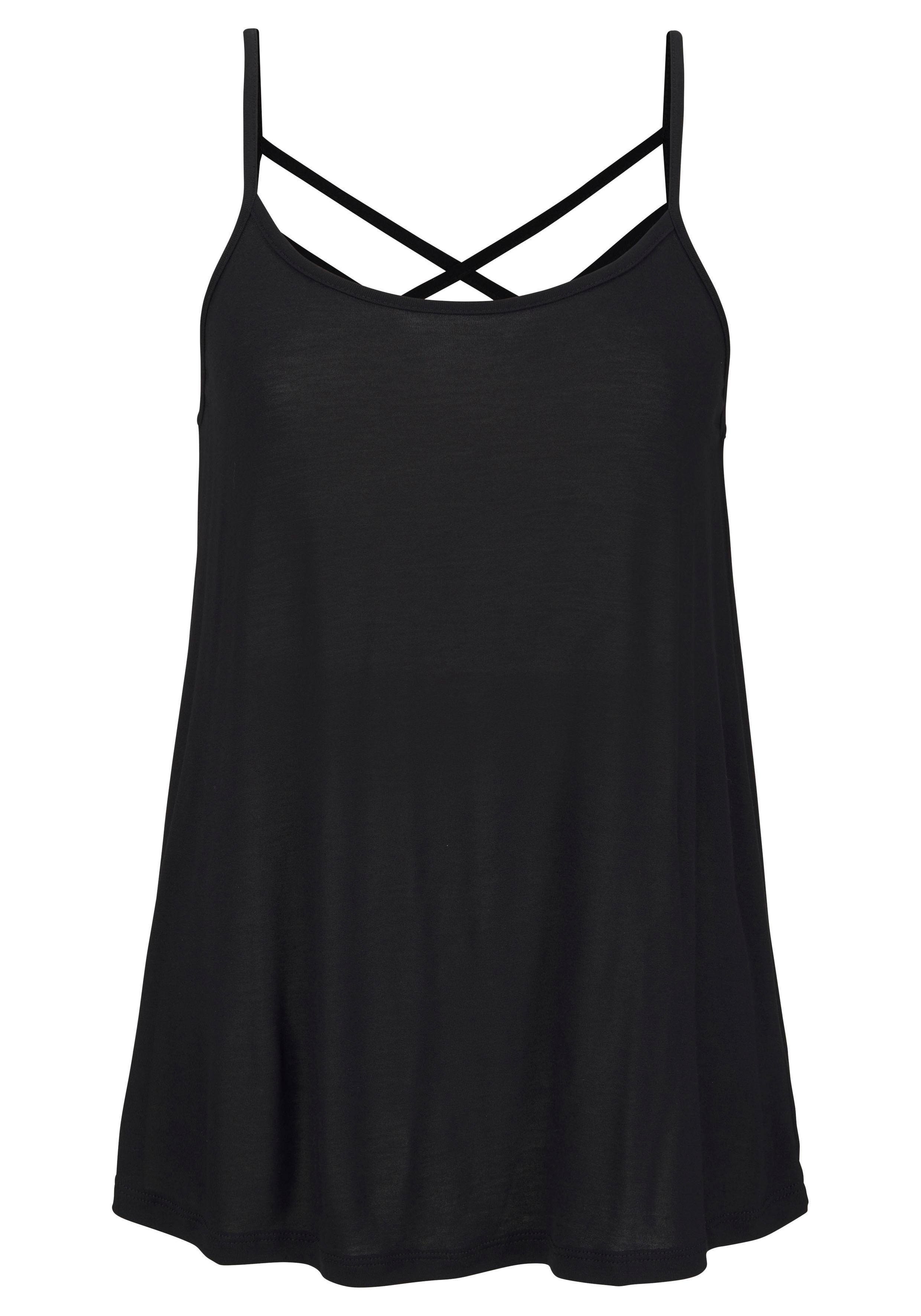 Lascana Top met spaghettibandjes met gekruiste bandjes, zomertop met bijzondere rug