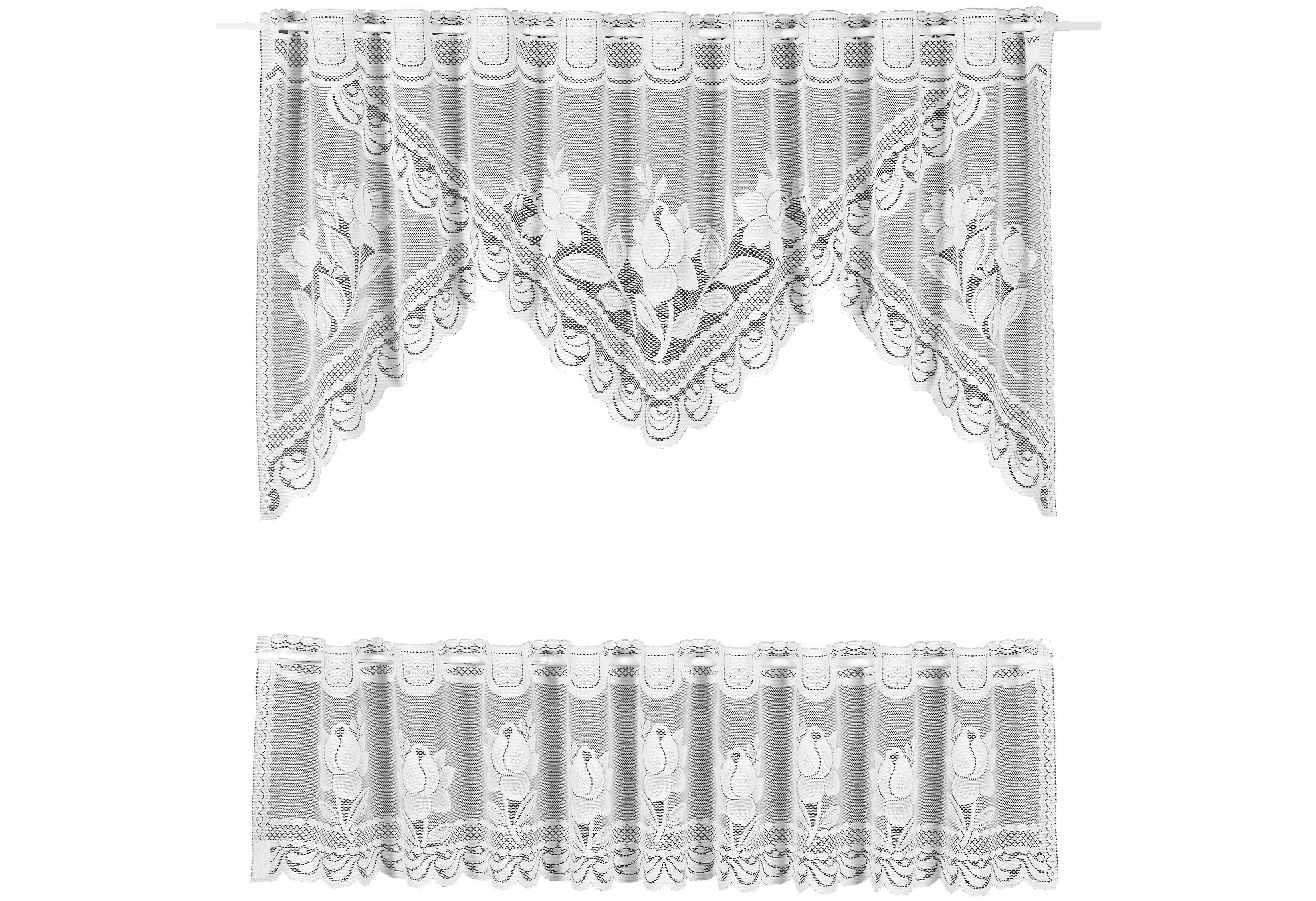 Weckbrodt Valletje Darmstadt Bistro, jacquard, gestructureerd, bloemig, 2-delig set, gordijn, store (2 stuks) vitrage wit
