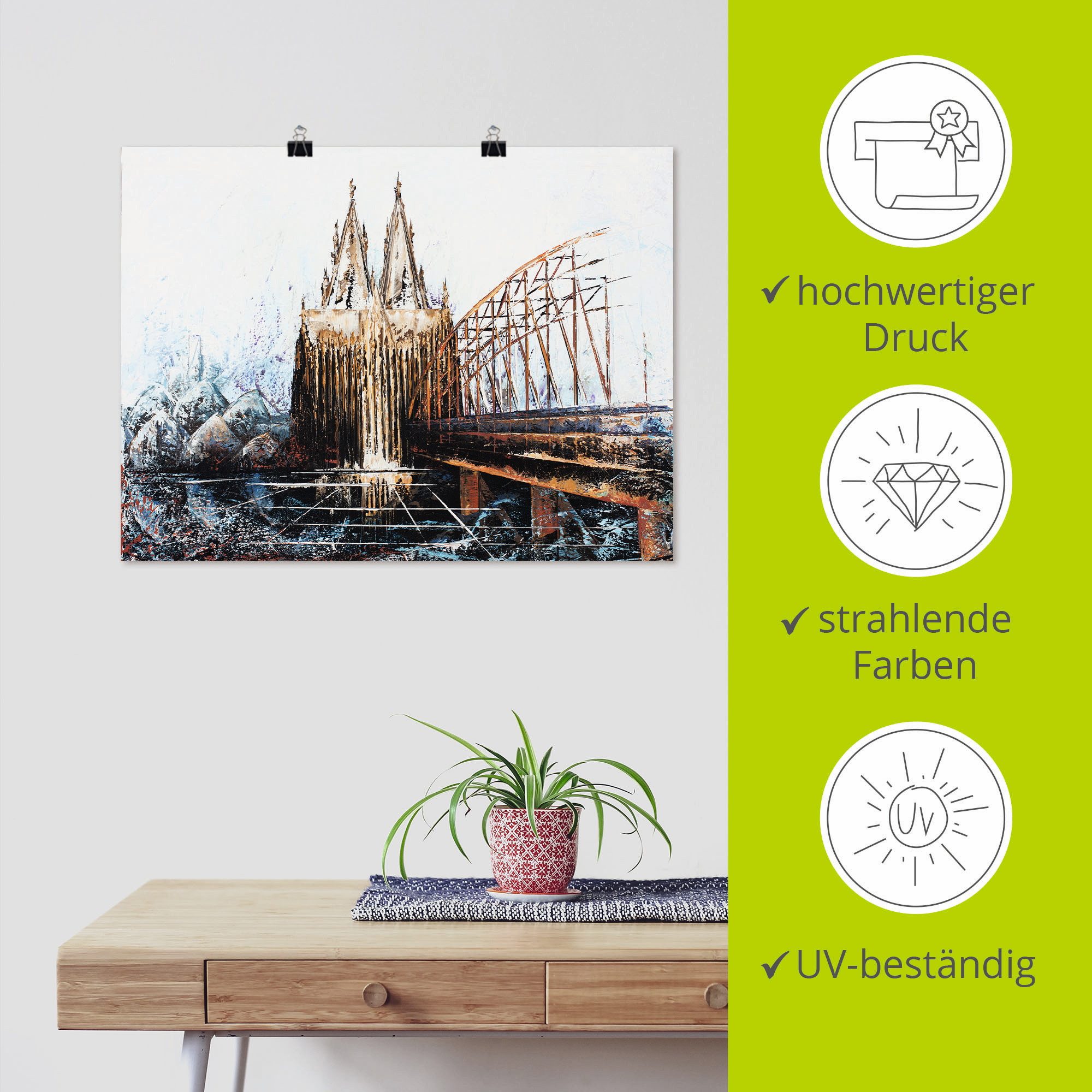 Artland Poster Keulen indruk als artprint van aluminium, artprint op linnen, muursticker of poster in verschillende maten