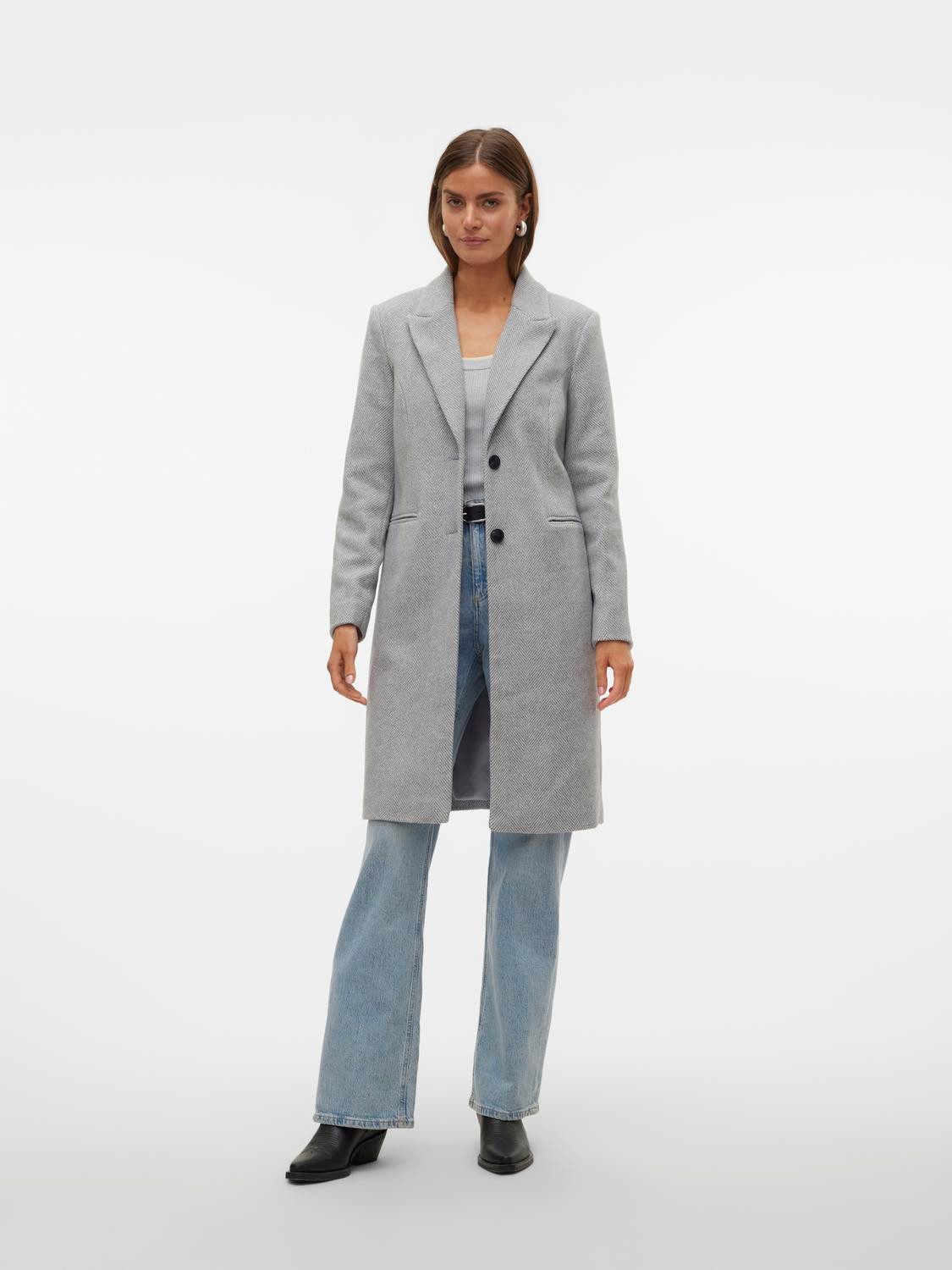 Vero Moda Lange jas VMBLAZA HERINGBONE LONG WOOL COAT GA BOO