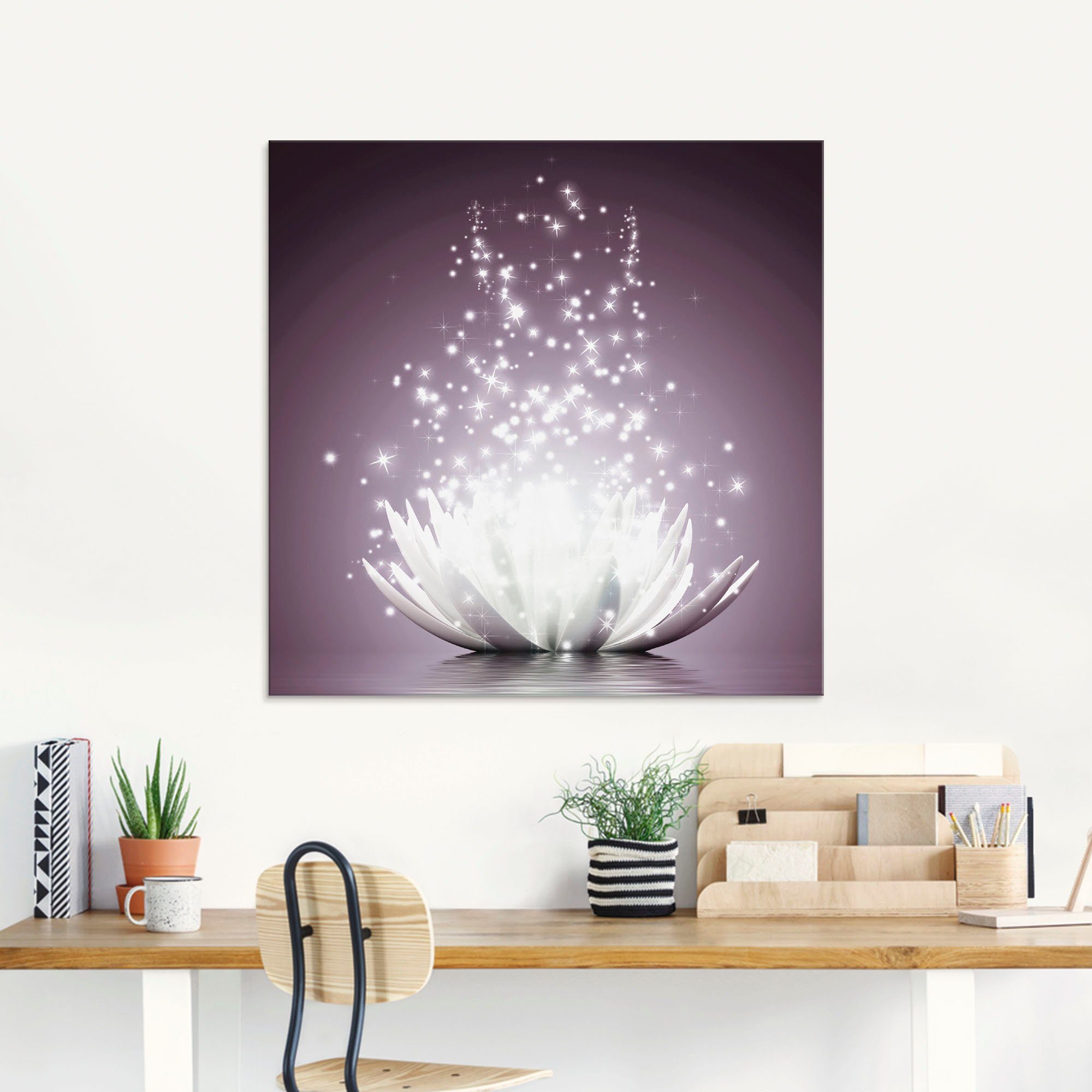 Artland Print op glas Magie van de lotusbloem