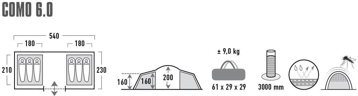 High Peak koepeltent »tent Como 6.0«, 4 Personen (met High Peak koepeltent »tent Como 6.0«, 4 Personen (met