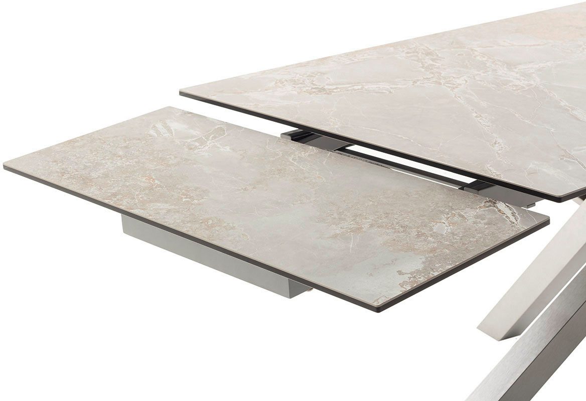 MCA furniture Eettafel ALMIROS uitschuifbare tafel 180-260 cm gemarmerd Keramiek, roestvrij staal, marmer-look, uittrekbaar, belastbaar tot 100 kg, 8-10 personen
