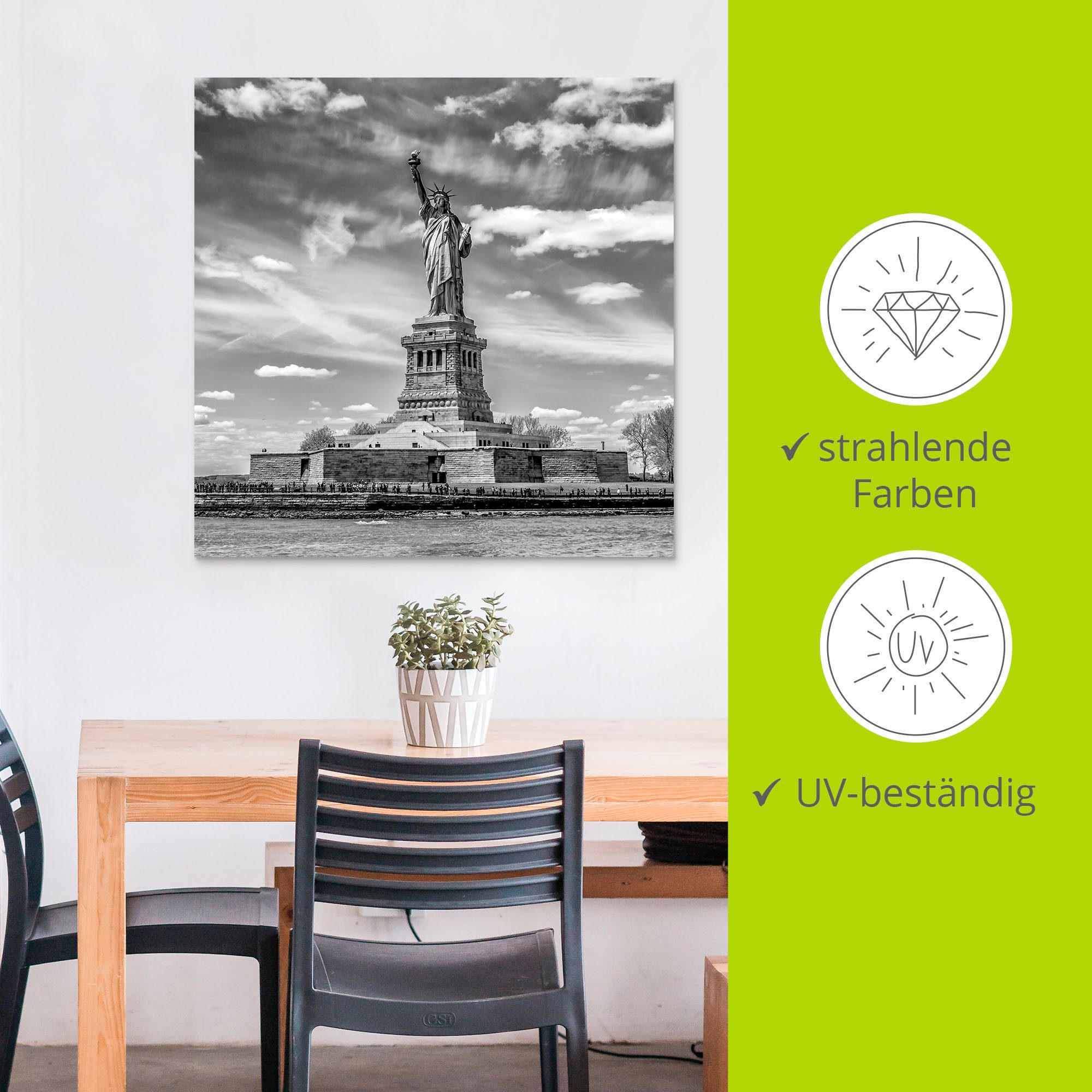 Artland Artprint New York City Vrijheidsbeeld als artprint van aluminium, artprint voor buiten, artprint op linnen, poster in verschillende maten. maten