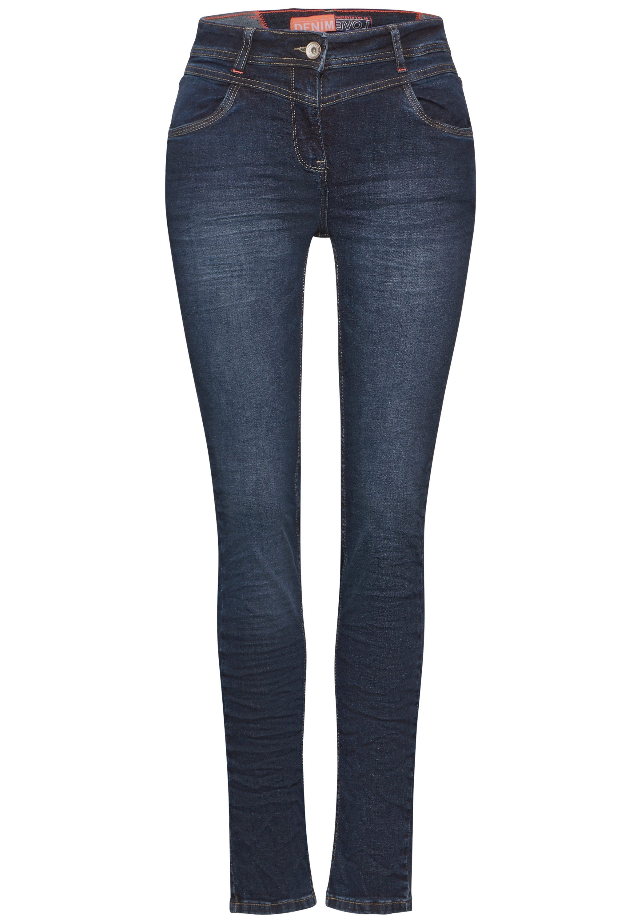 Cecil Slim fit jeans Stijl Vicky in blauwe wassing