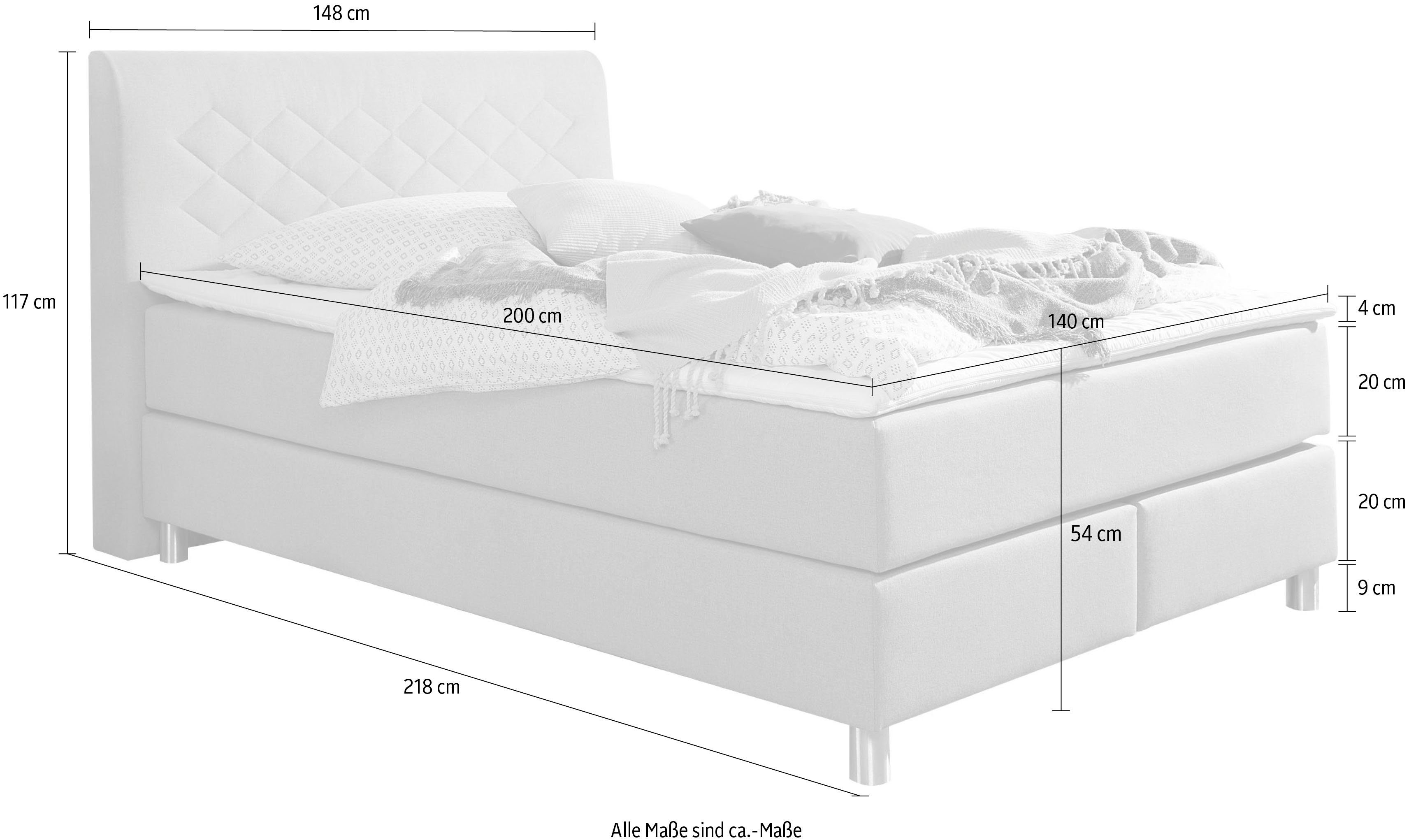 INOSIGN Boxspring Parla incl. topmatras, 4 kleuren in 4 breedten, 2 hardheden, 3 matrassoorten