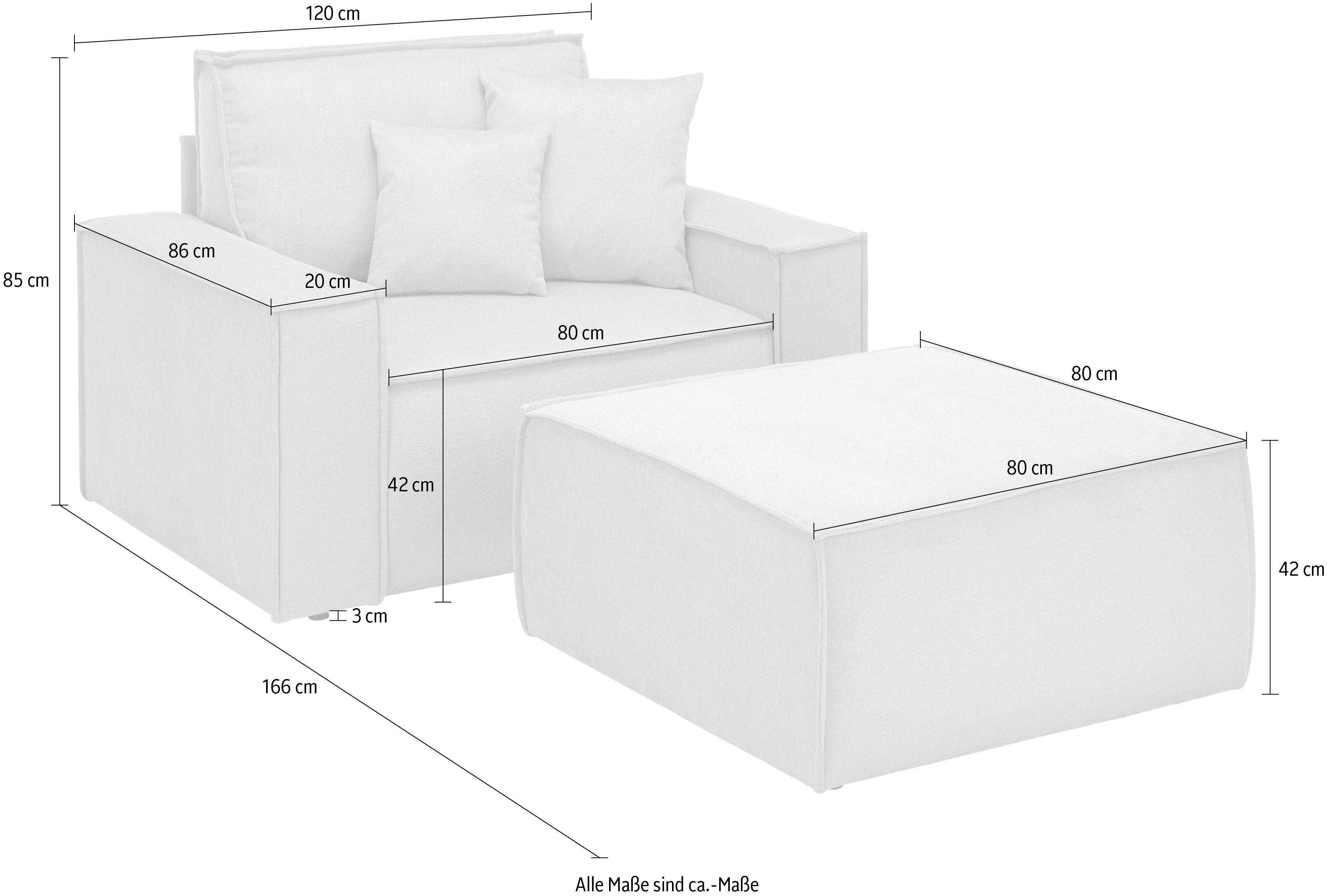 andas Loveseat Finnley Loveseat en hocker als set, passend bij de bekleding-serie Finnley (2-delig)