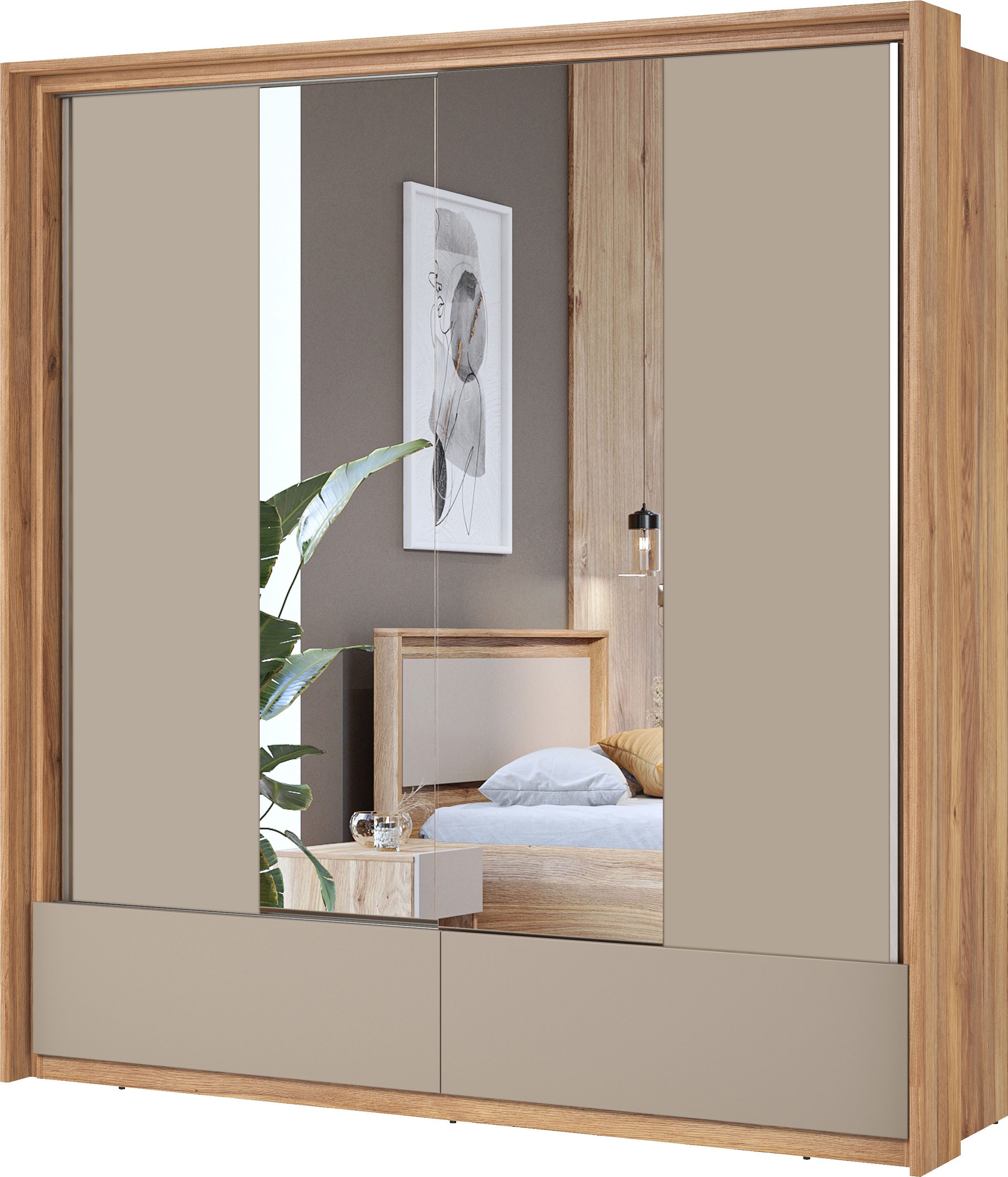 INOSIGN Schuifdeurkast Wharton, Breedte 159 of 209 cm, Kledingkast incl. Binneninrichting