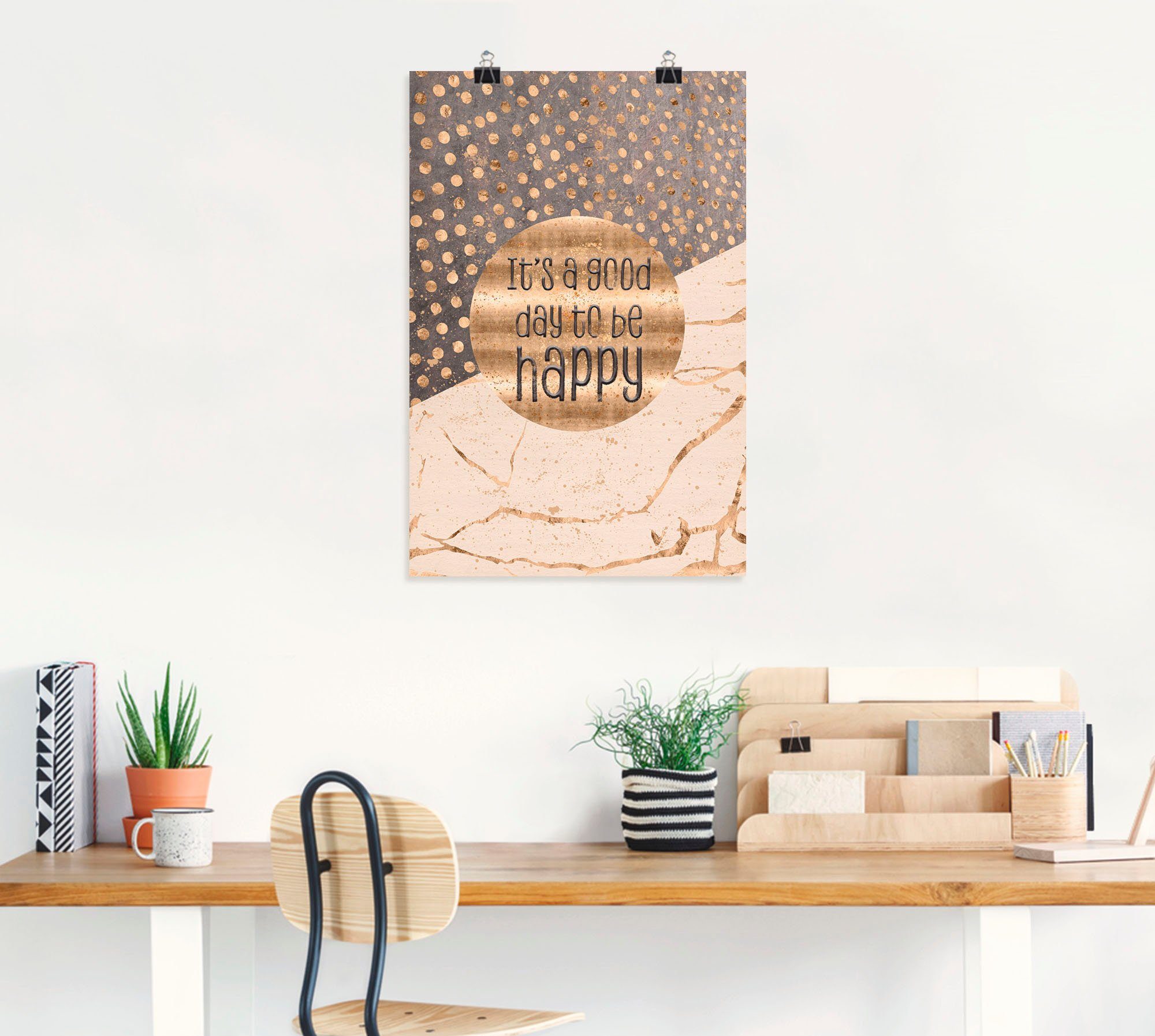 Artland Artprint Een goede dag om gelukkig te zijn als artprint van aluminium, artprint voor buiten, artprint op linnen, poster, muursticker