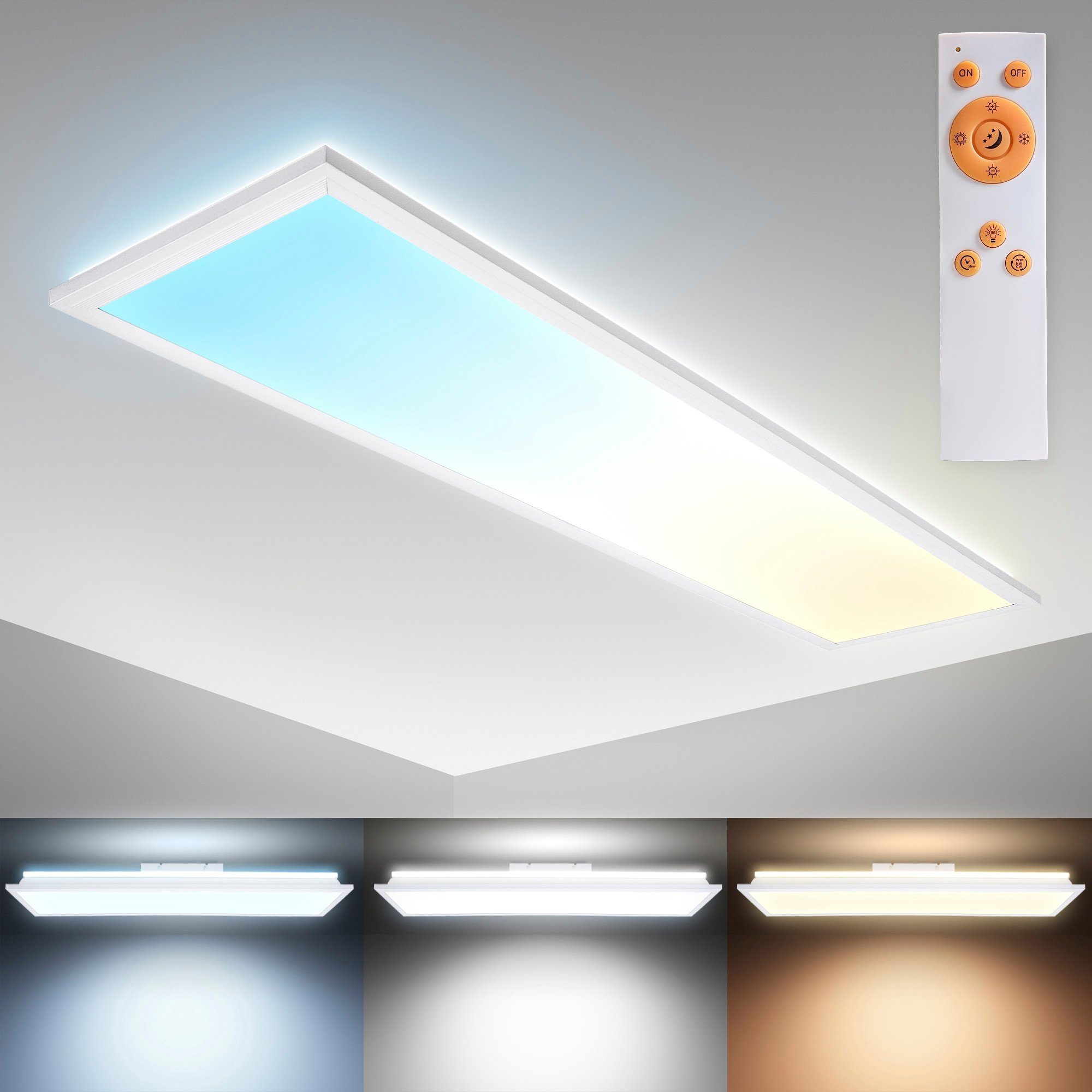 B.K.Licht Led-plafondlamp BK_PL1495 LED Deckenlampe mit Fernbedienung, Dimmbar, Indirektes Licht