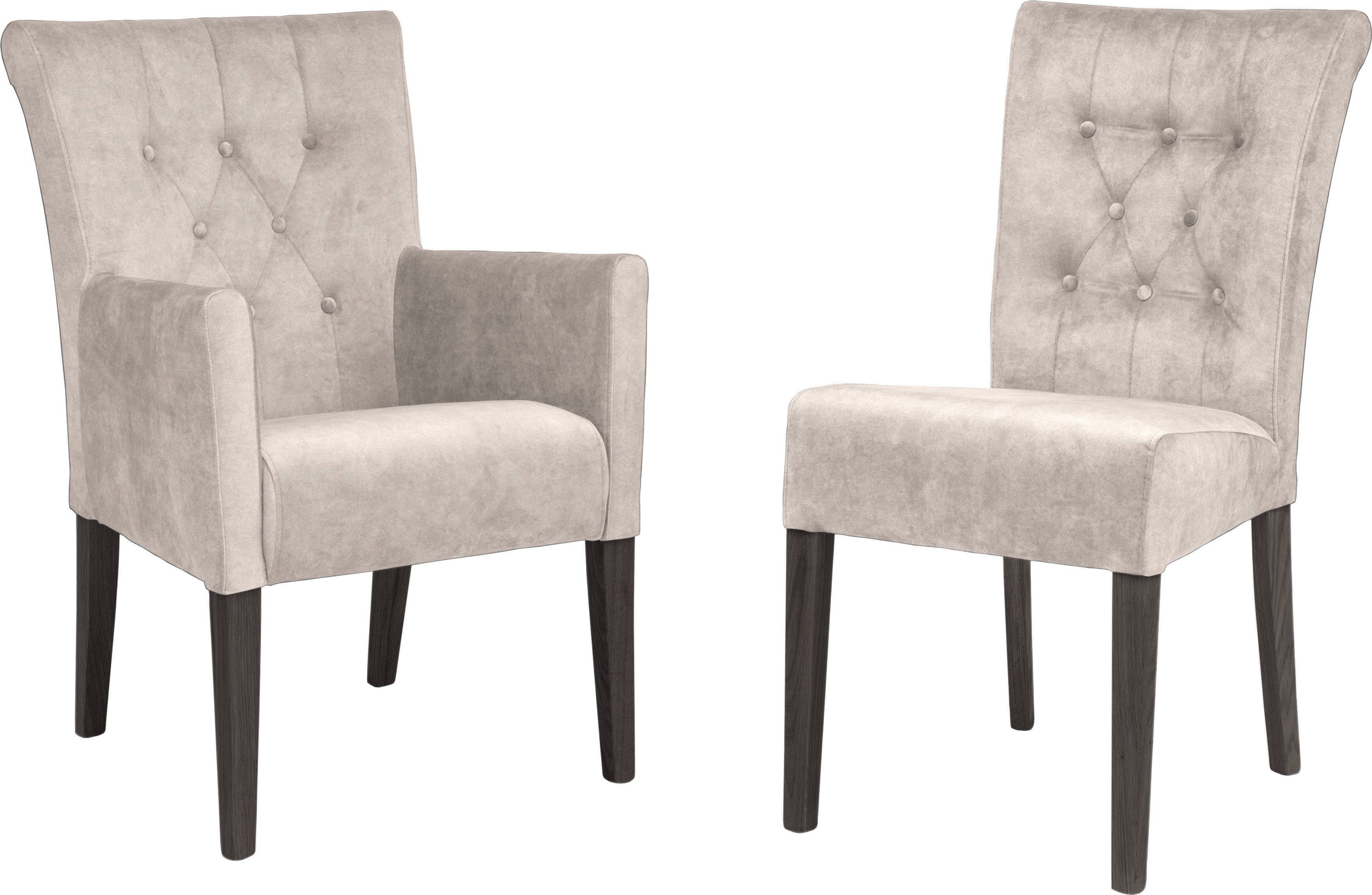Home affaire Eetkamerstoel Queen BESTSELLER Gestoffeerde stoel met knoopdetails, set van 2, 4 of 6